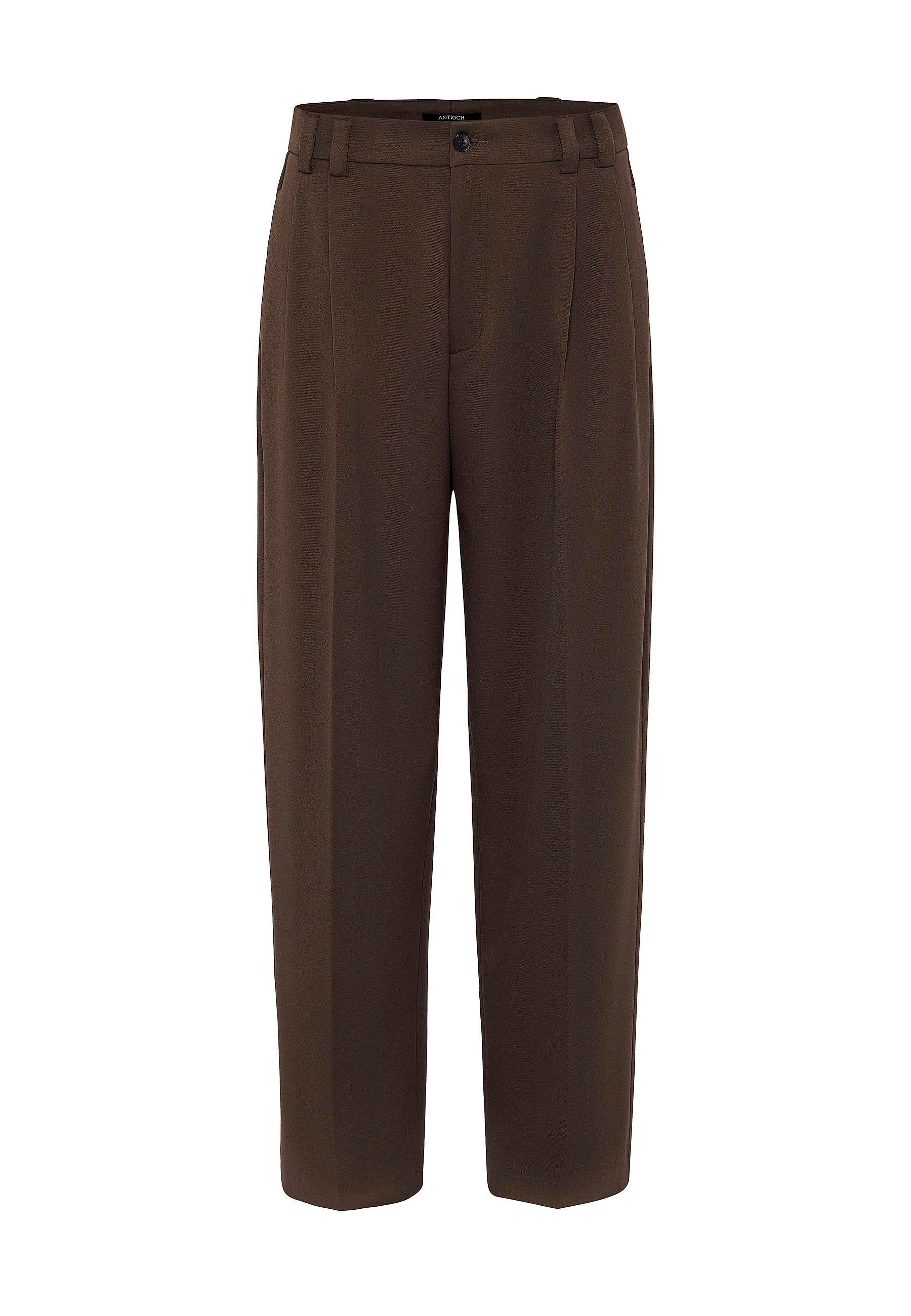 Antioch Kahve Yüksel Bel Relax Fit Pileli Erkek Pantolon