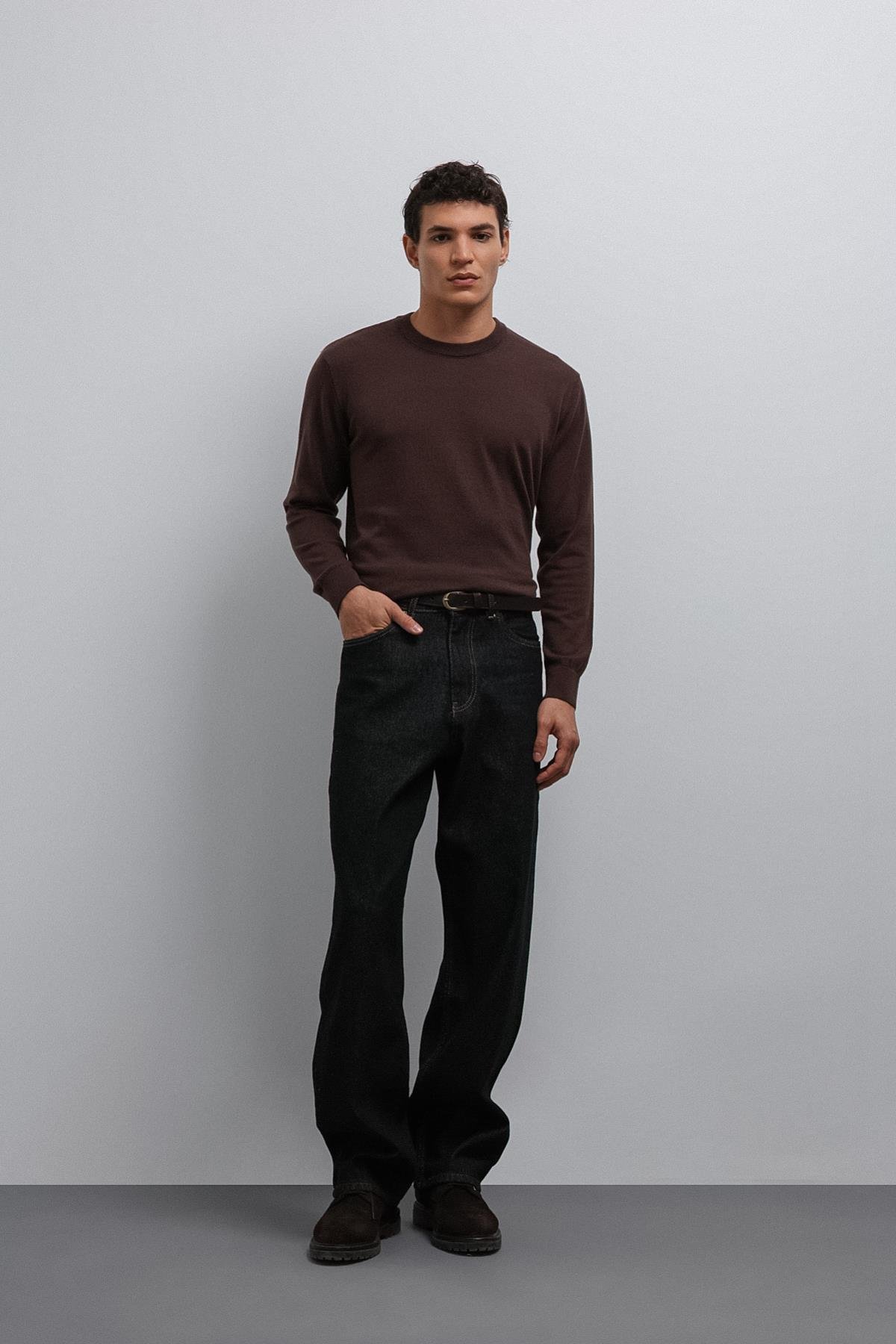 Antioch Kahve Yumuşak Dokulu Basic Erkek Kazak