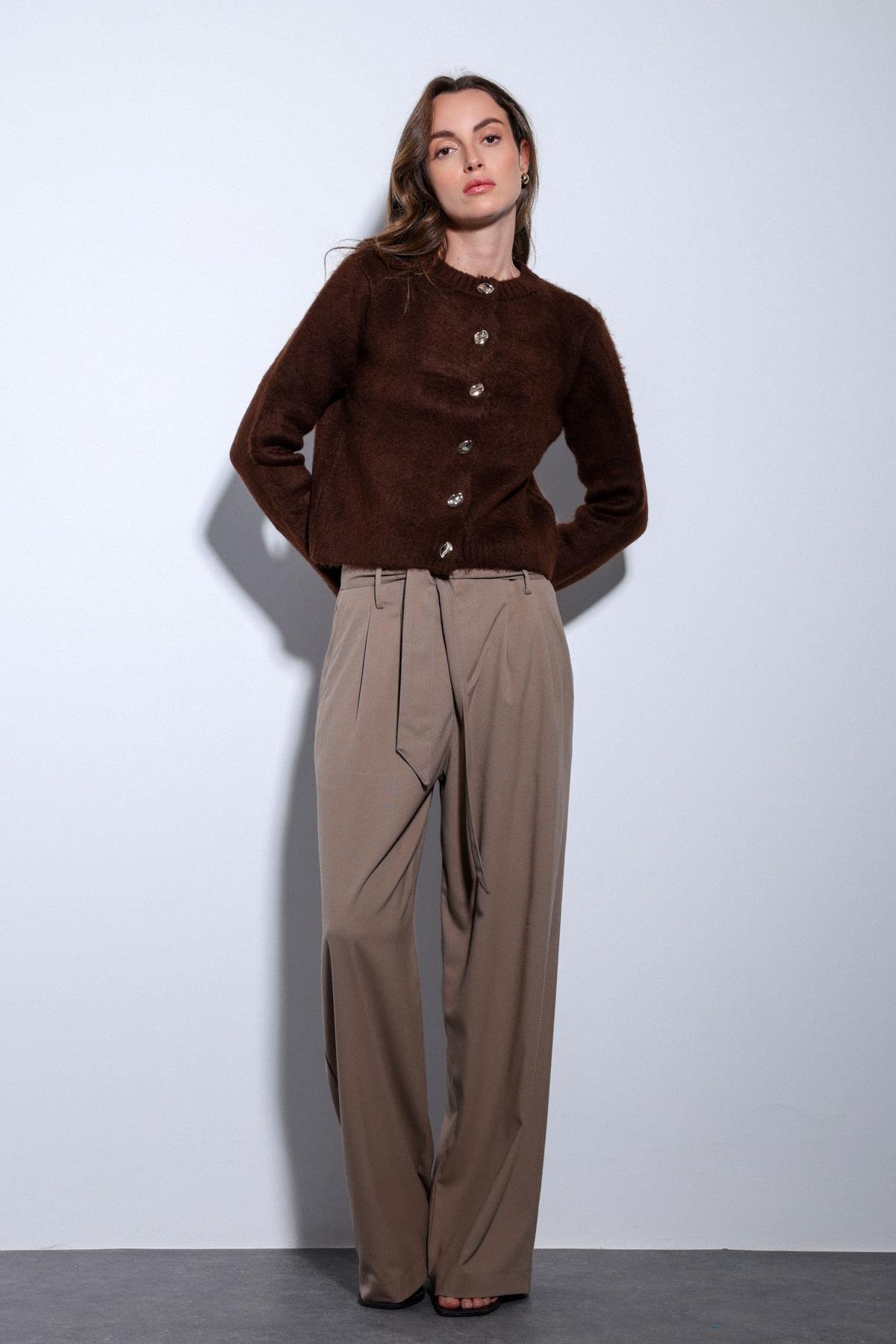 Antioch Kahve Yumuşak Dokulu Kadın Hırka