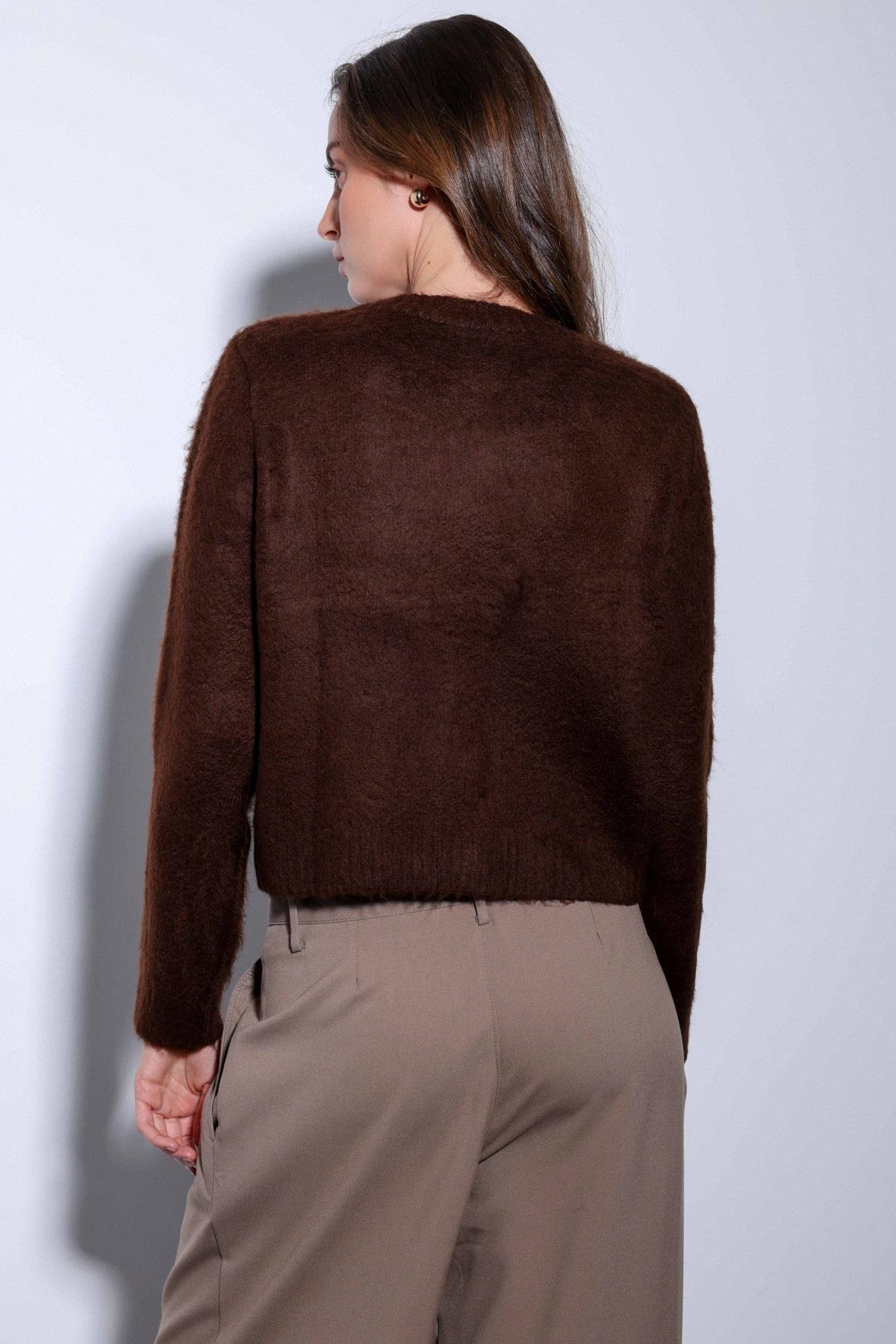 Antioch Kahve Yumuşak Dokulu Kadın Hırka