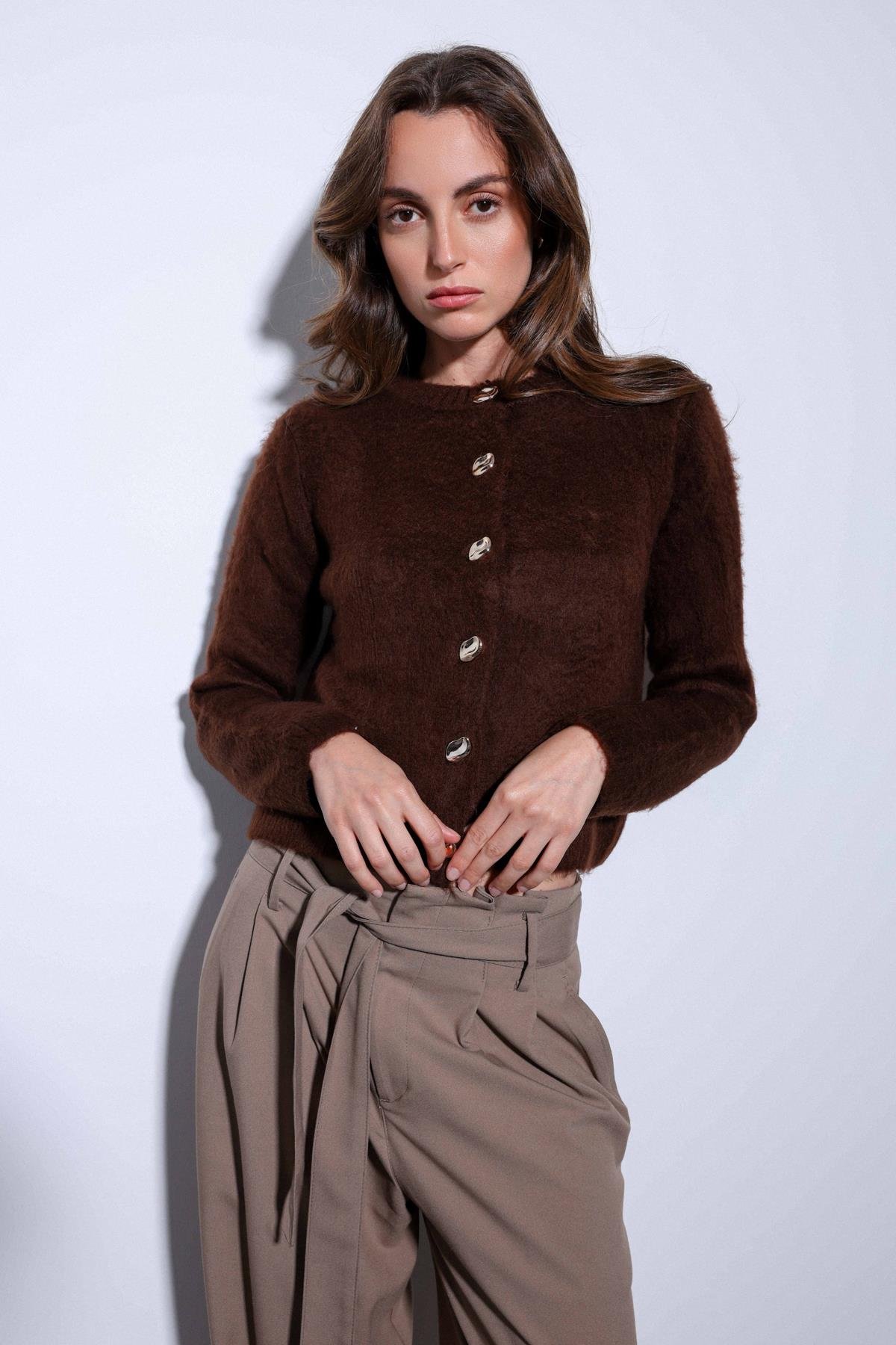 Antioch Kahve Yumuşak Dokulu Kadın Hırka