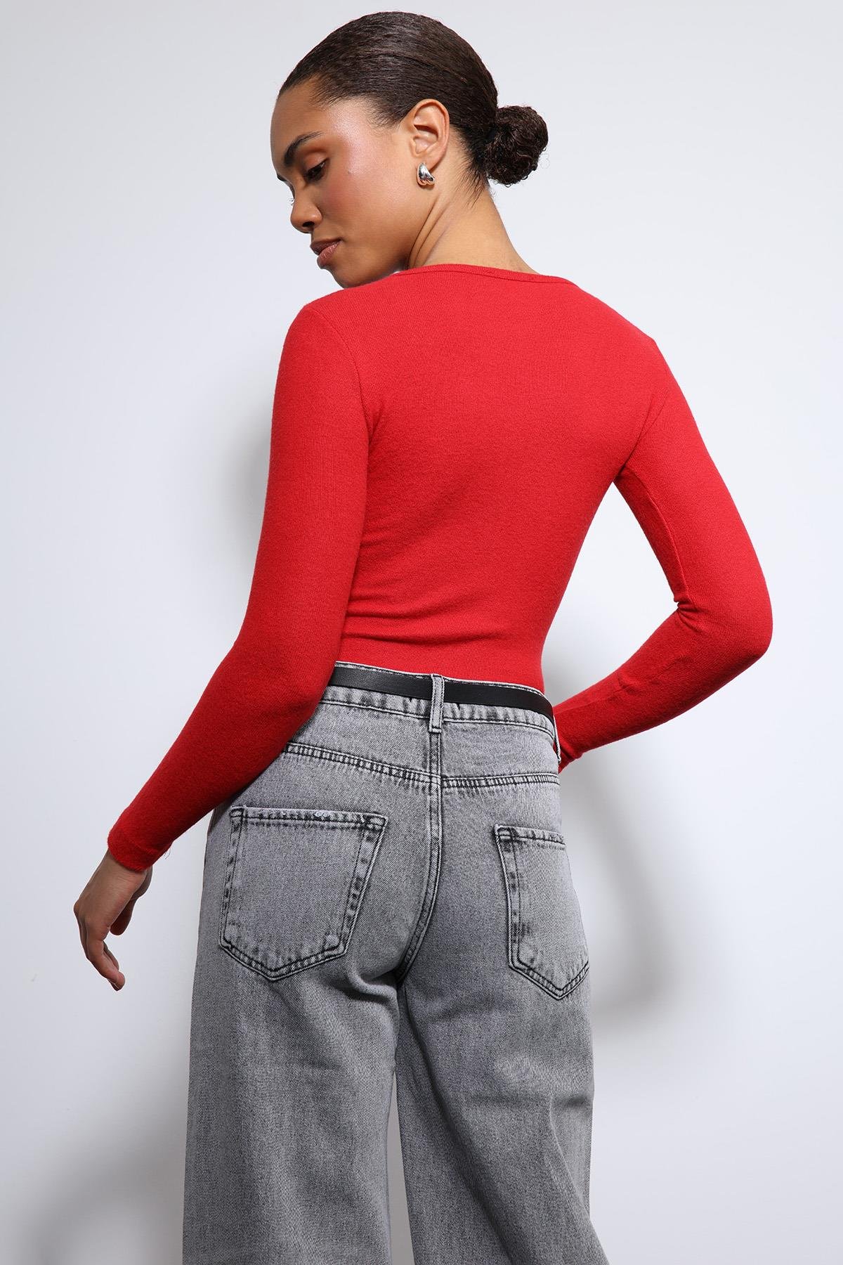 Antioch Kırmızı Basic Uzun Kollu T-Shirt