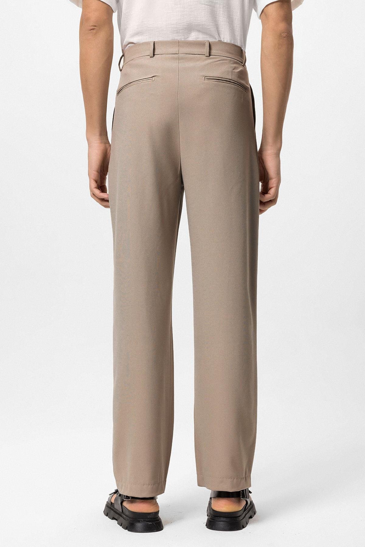 Antioch Koyu Bej Yüksek Bel Baggy Erkek Pantolon