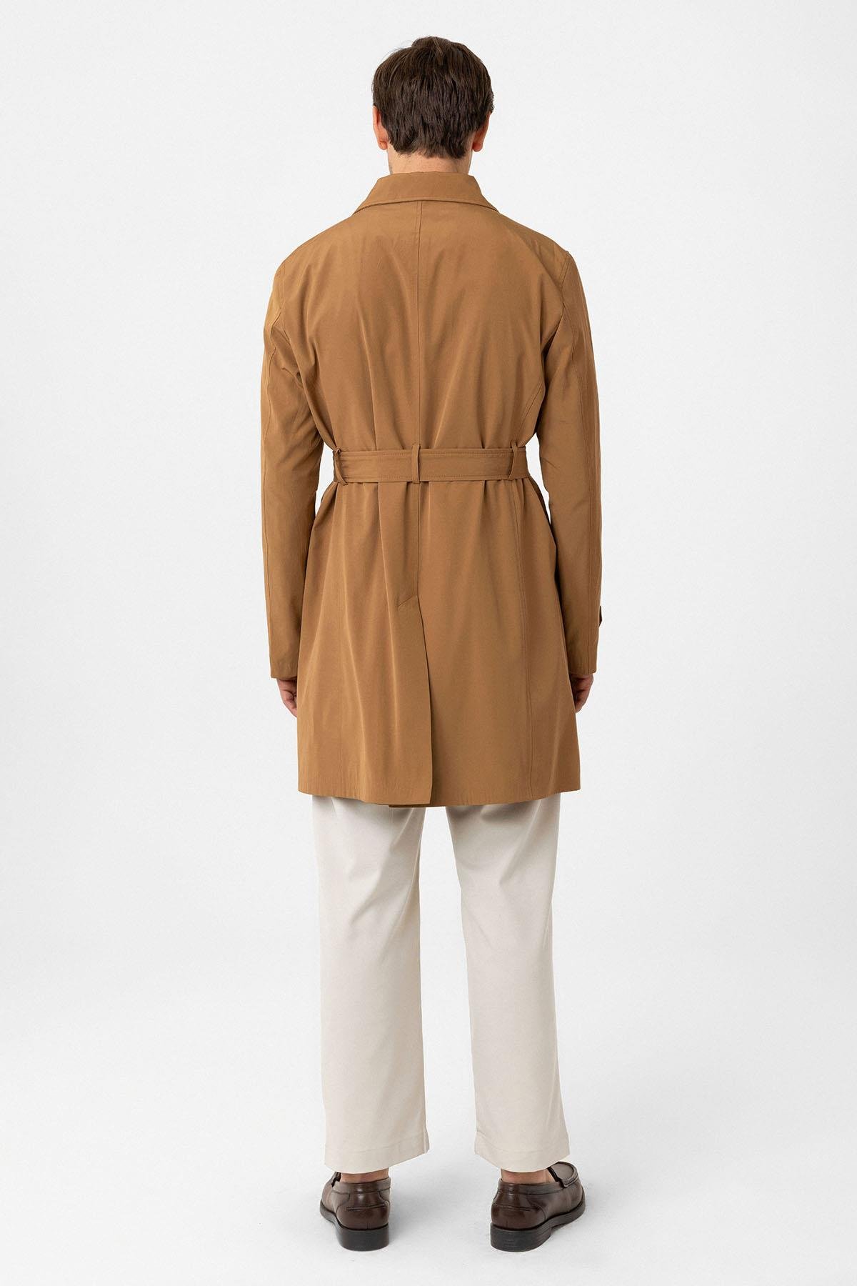 Antioch Koyu Camel Kuşaklı Kruvaze Trençkot