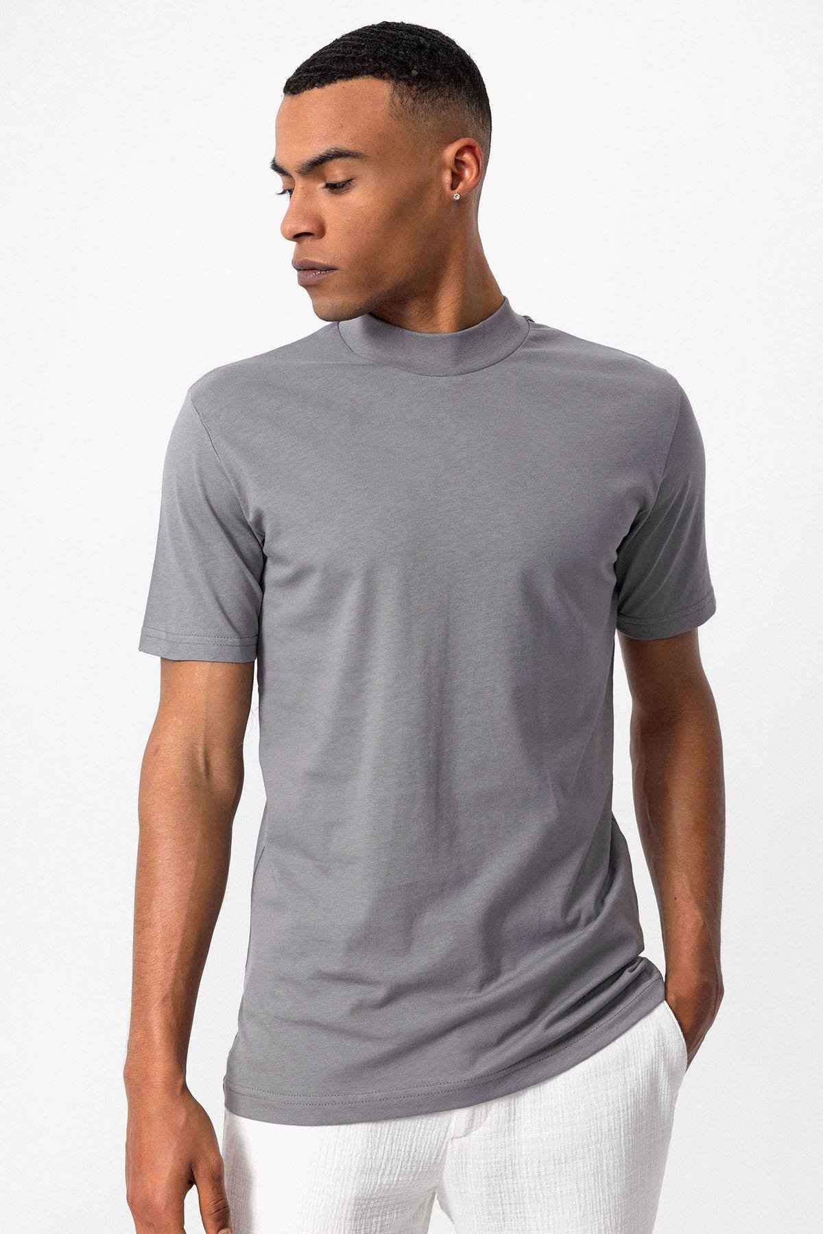 Antioch Koyu Gri Slim Fit Basic T-Shirt