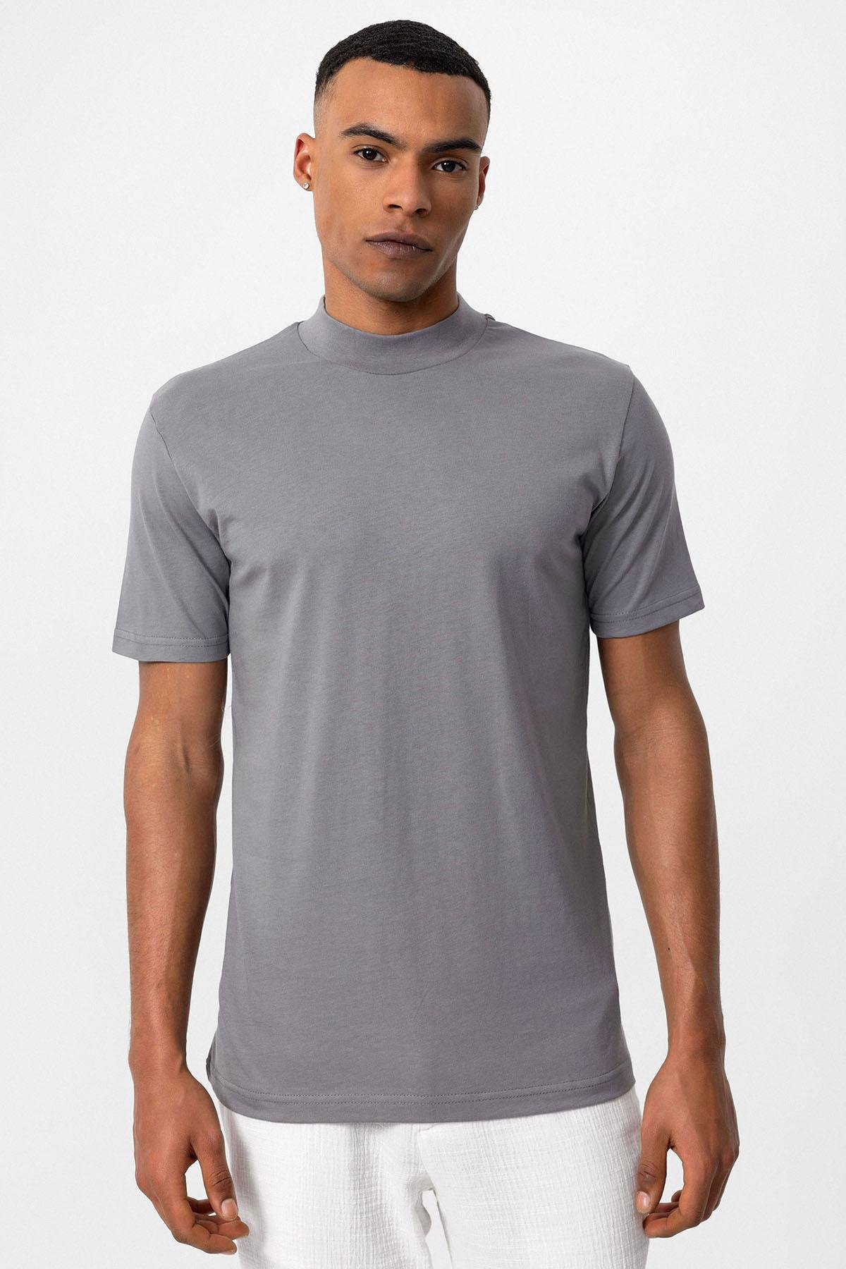 Antioch Koyu Gri Slim Fit Basic T-Shirt