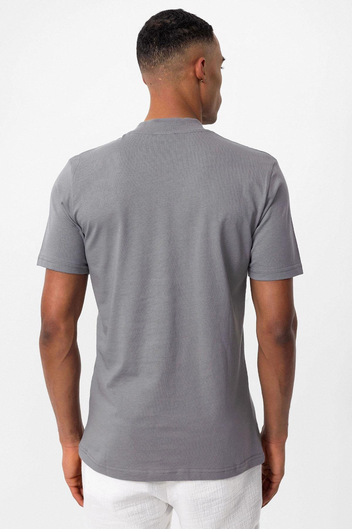 Antioch Koyu Gri Slim Fit Basic T-Shirt