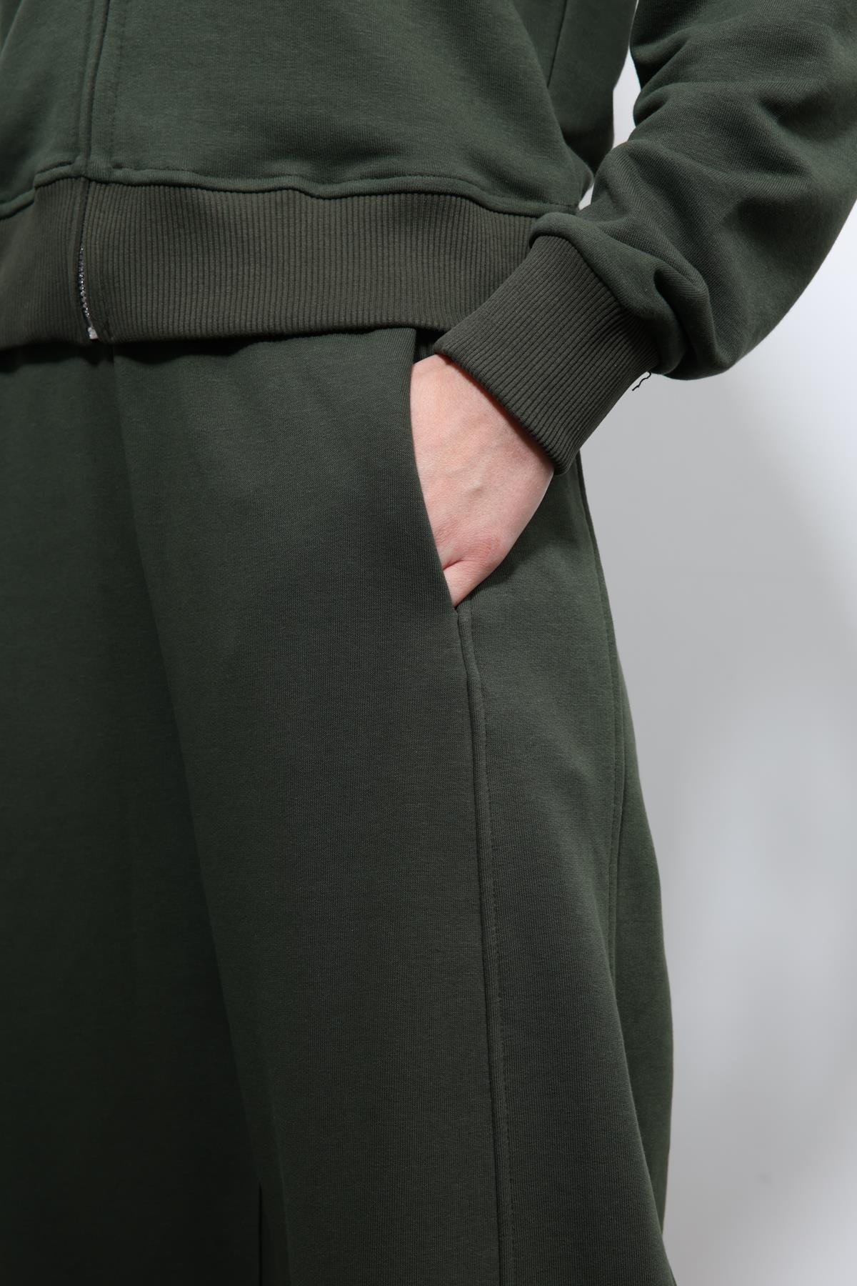 Antioch Koyu Haki Kapüşonlu Üst Eşofman Takım