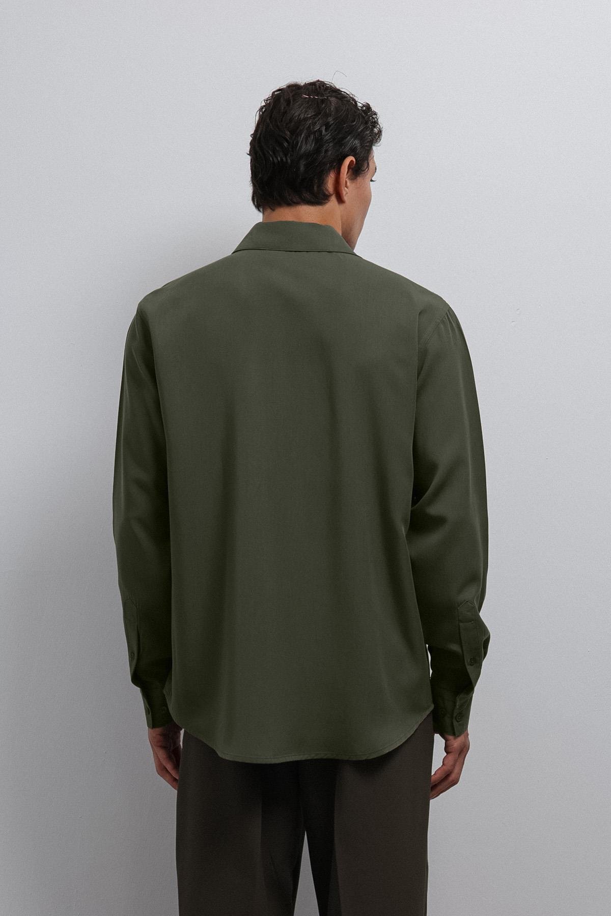 Antioch Koyu Haki Teknik Regular Fit Erkek Gömlek