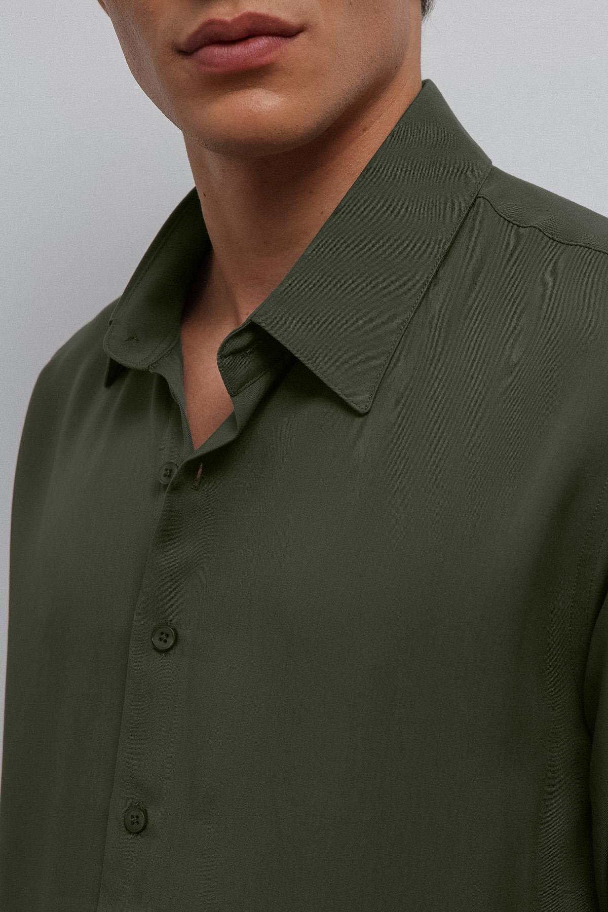 Antioch Koyu Haki Teknik Regular Fit Erkek Gömlek