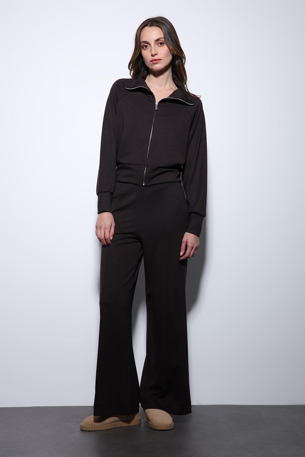 Antioch Koyu Kahve Fermuarlı Kadın Eşofman Takım