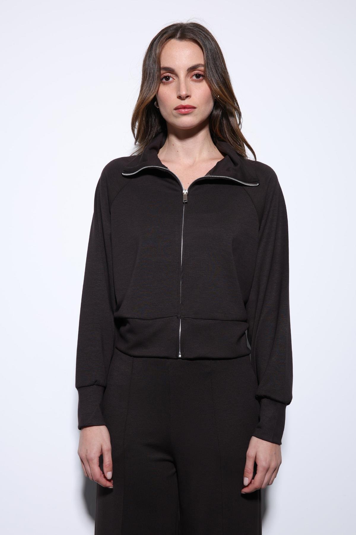 Antioch Koyu Kahve Fermuarlı Kadın Eşofman Takım