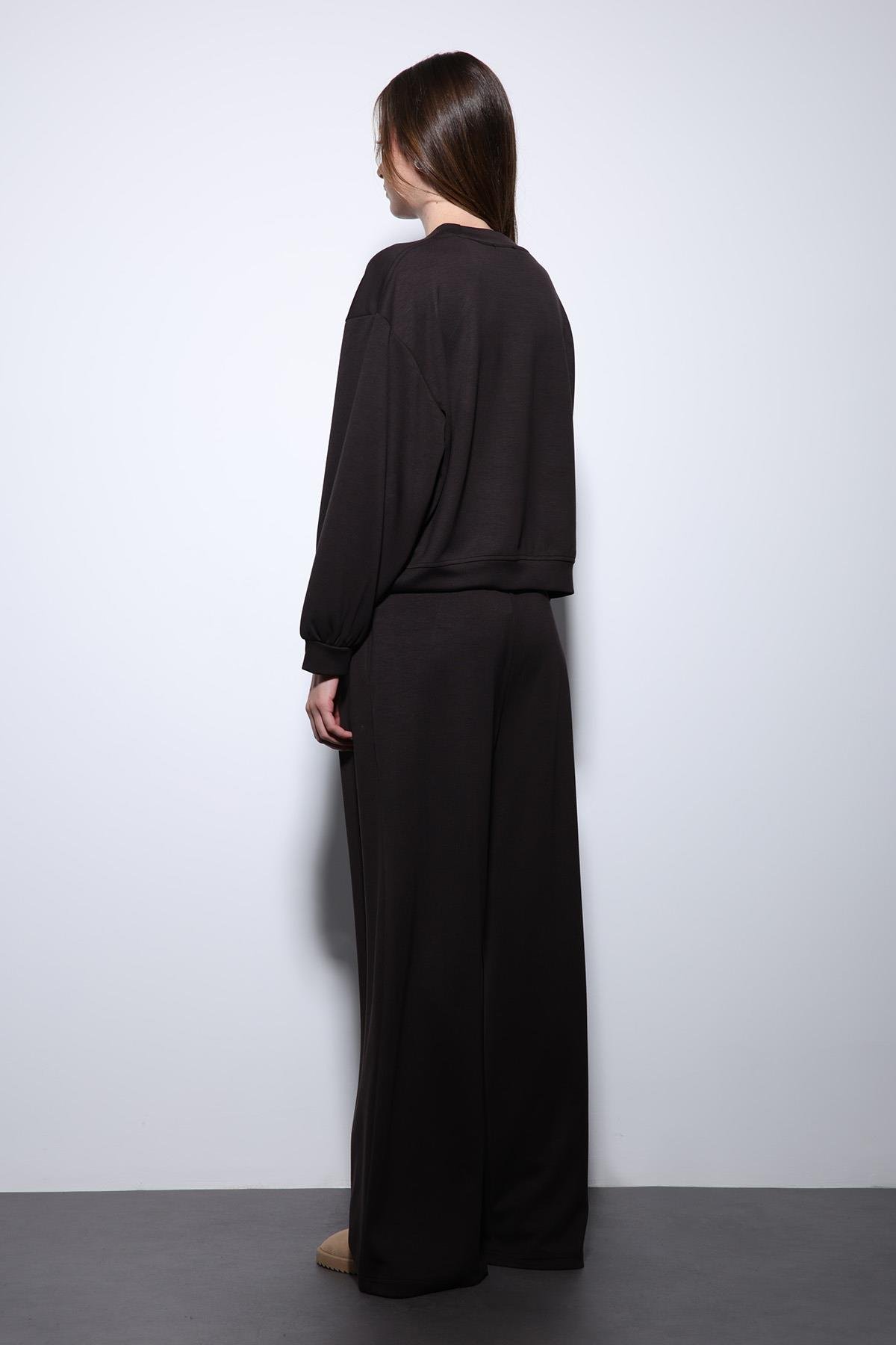 Antioch Koyu Kahve Geniş Paça Relaxed Kadın Takım