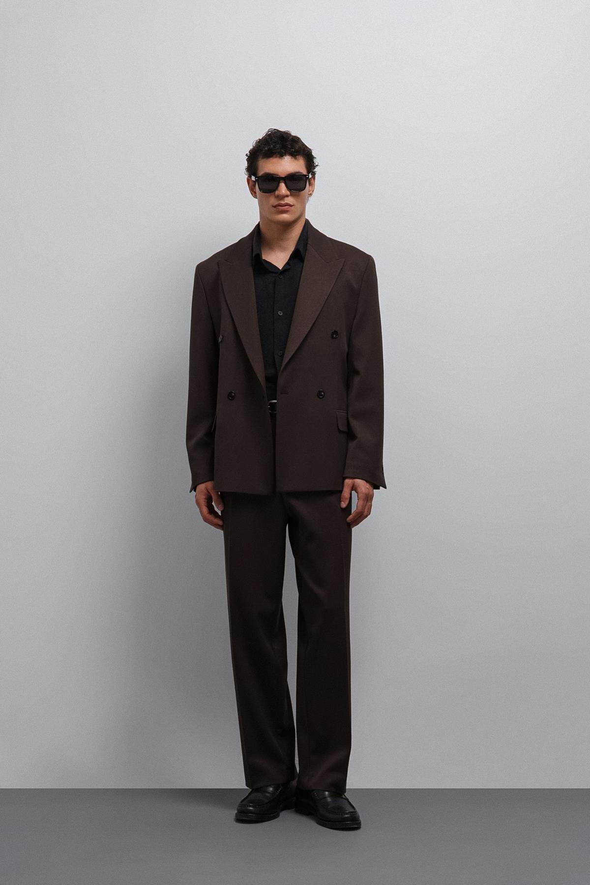 Antioch Koyu Kahve Relax Fit Baggy Pilili Erkek Pantolon