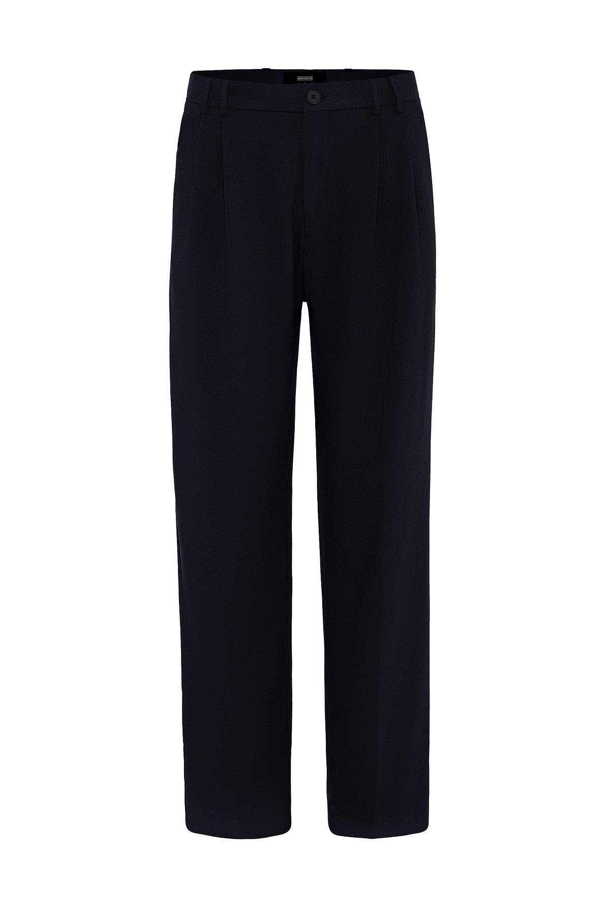 Antioch Koyu Lacivert Çift Pileli Baggy Fit Erkek Pantolon