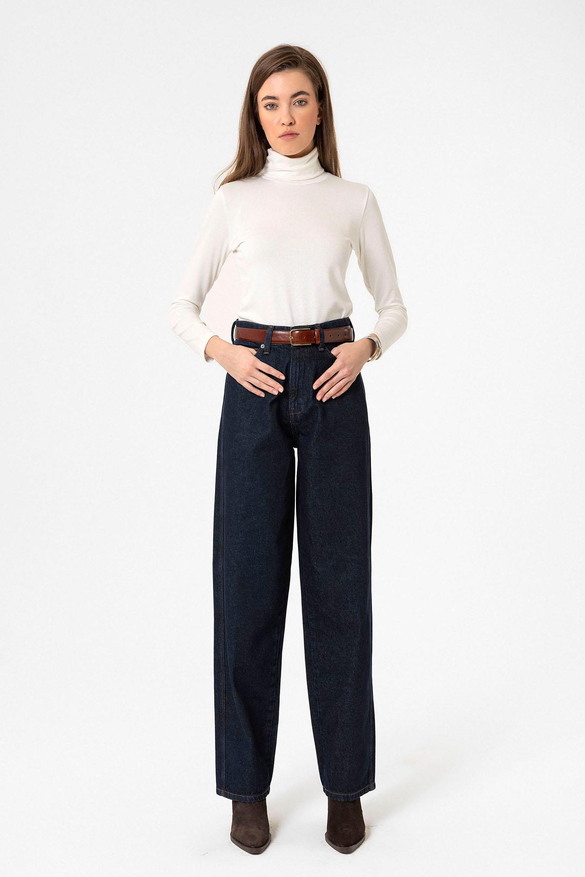 Antioch Koyu Mavi Kadın Yüksek Bel Kot Pantolon