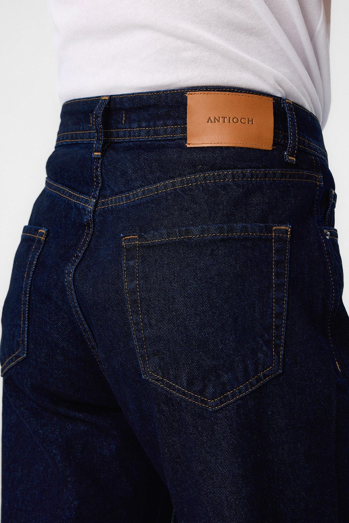 Antioch Koyu Mavi Yüksek Bel Regular Fit Erkek Kot Pantolon