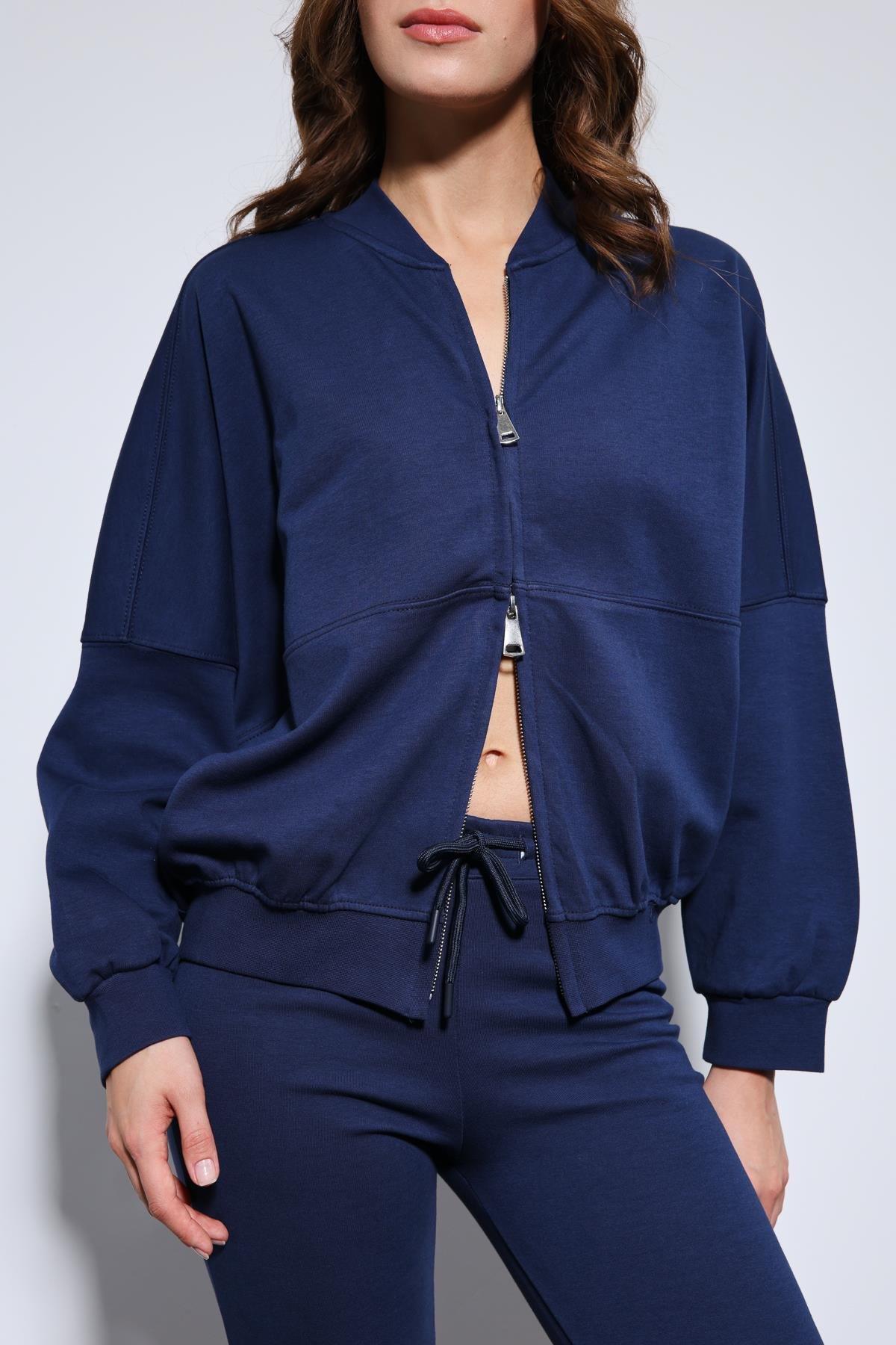 Antioch Lacivert Bomber Ceket ve İspanyol Paça Eşofman Takım