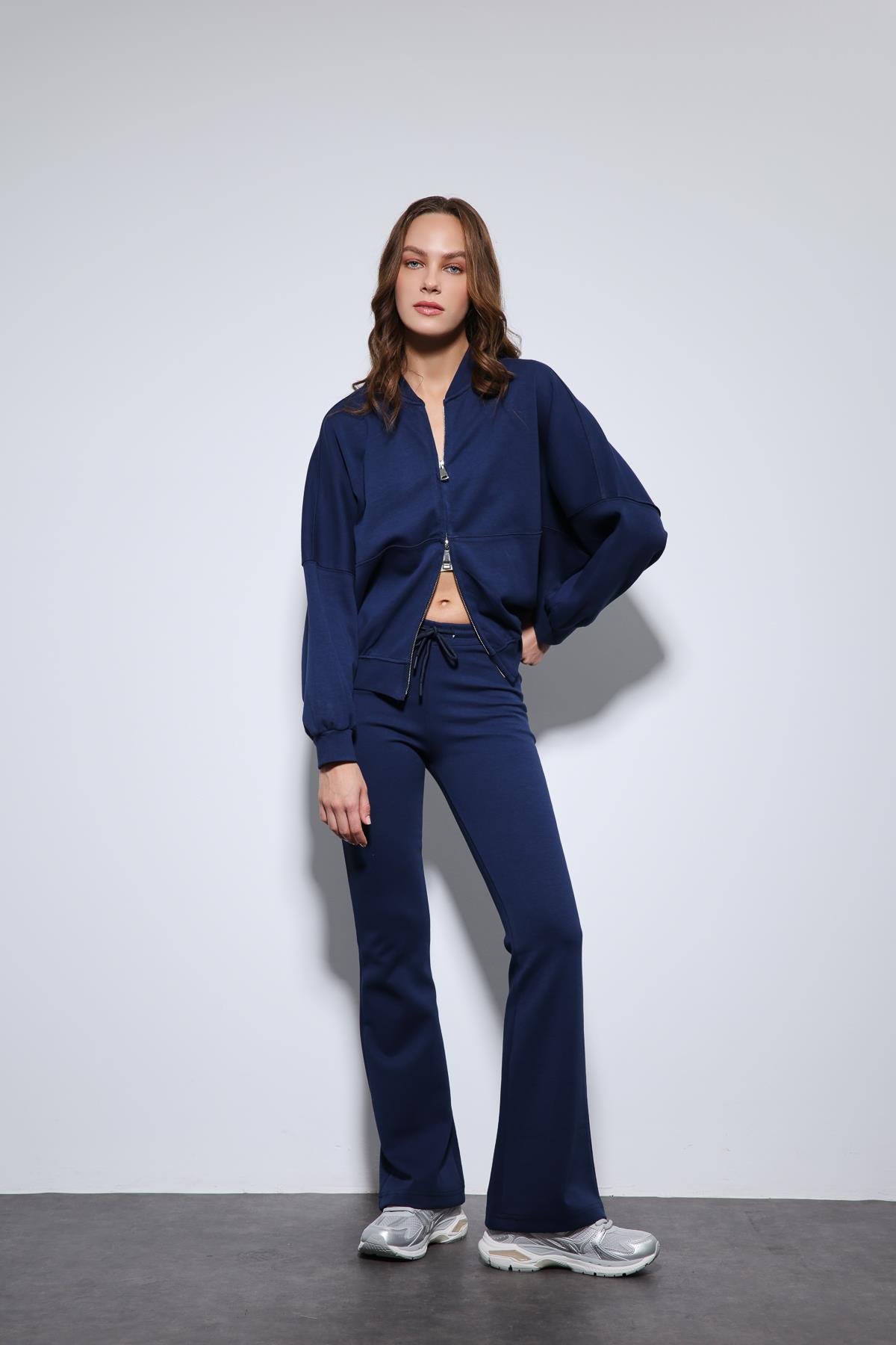 Antioch Lacivert Bomber Ceket ve İspanyol Paça Eşofman Takım