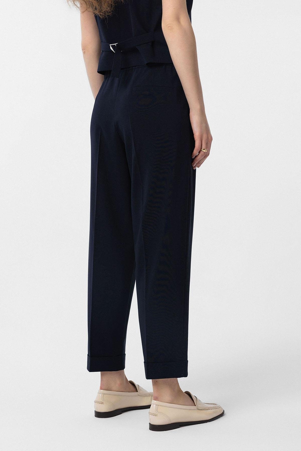 Antioch Lacivert Duble Paça Pensli Kadın Pantolon