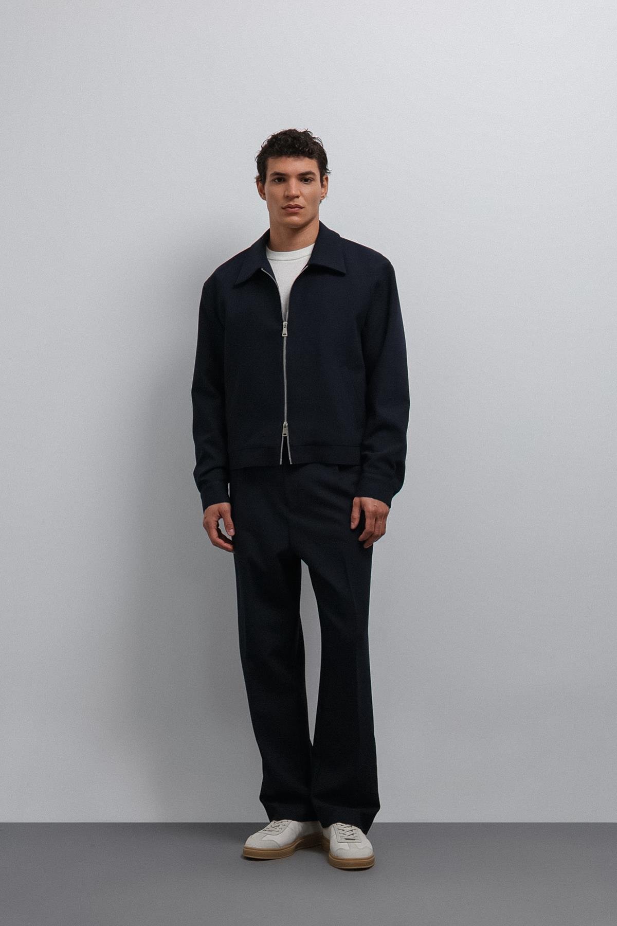 Antioch Lacivert Fermuarlı Mevsimlik Erkek Mont