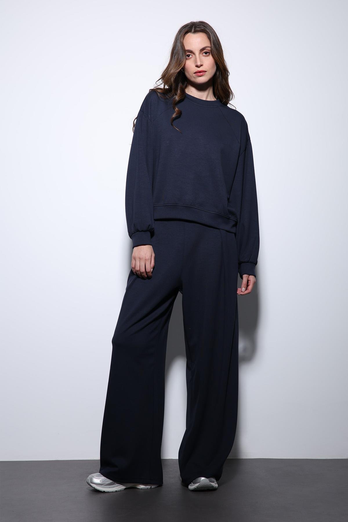 Antioch Lacivert Geniş Paça Relaxed Kadın Takım