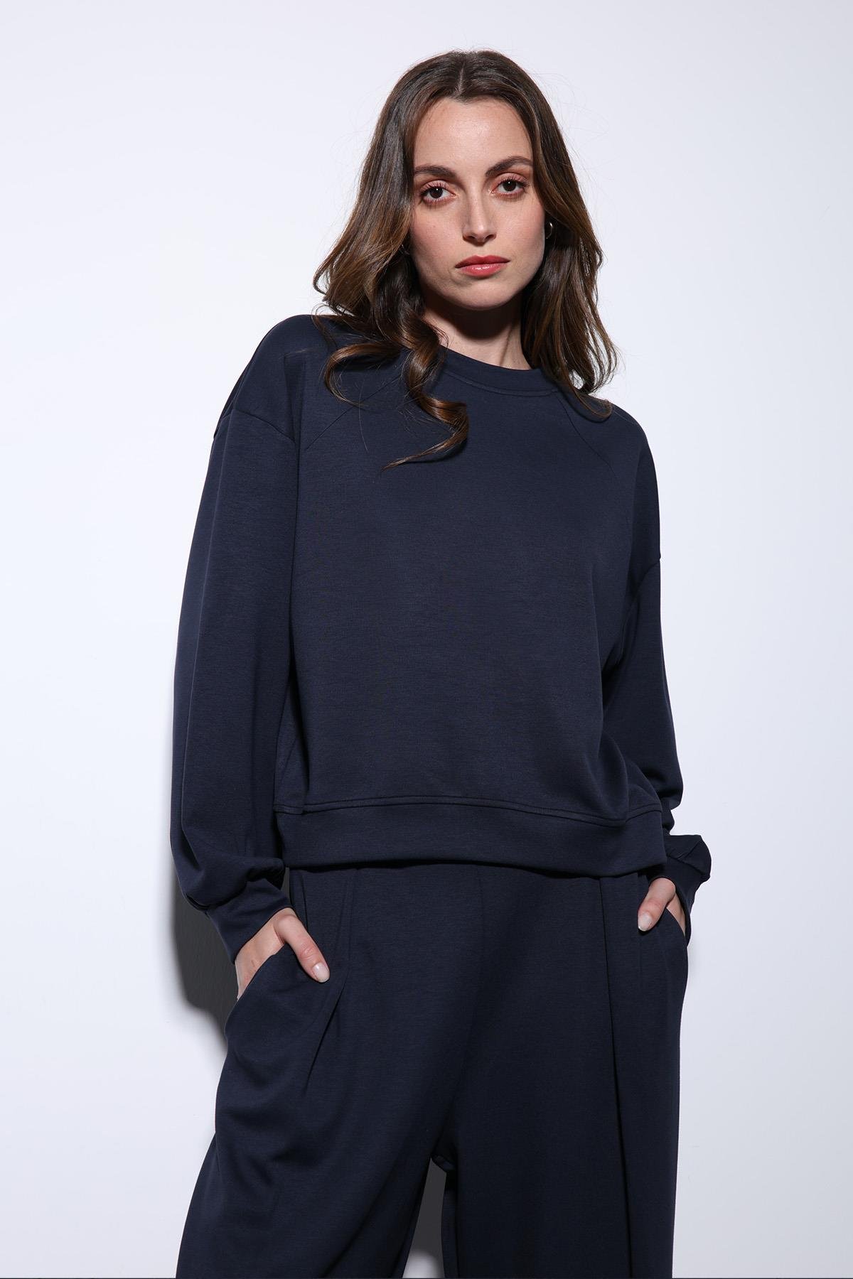 Antioch Lacivert Geniş Paça Relaxed Kadın Takım