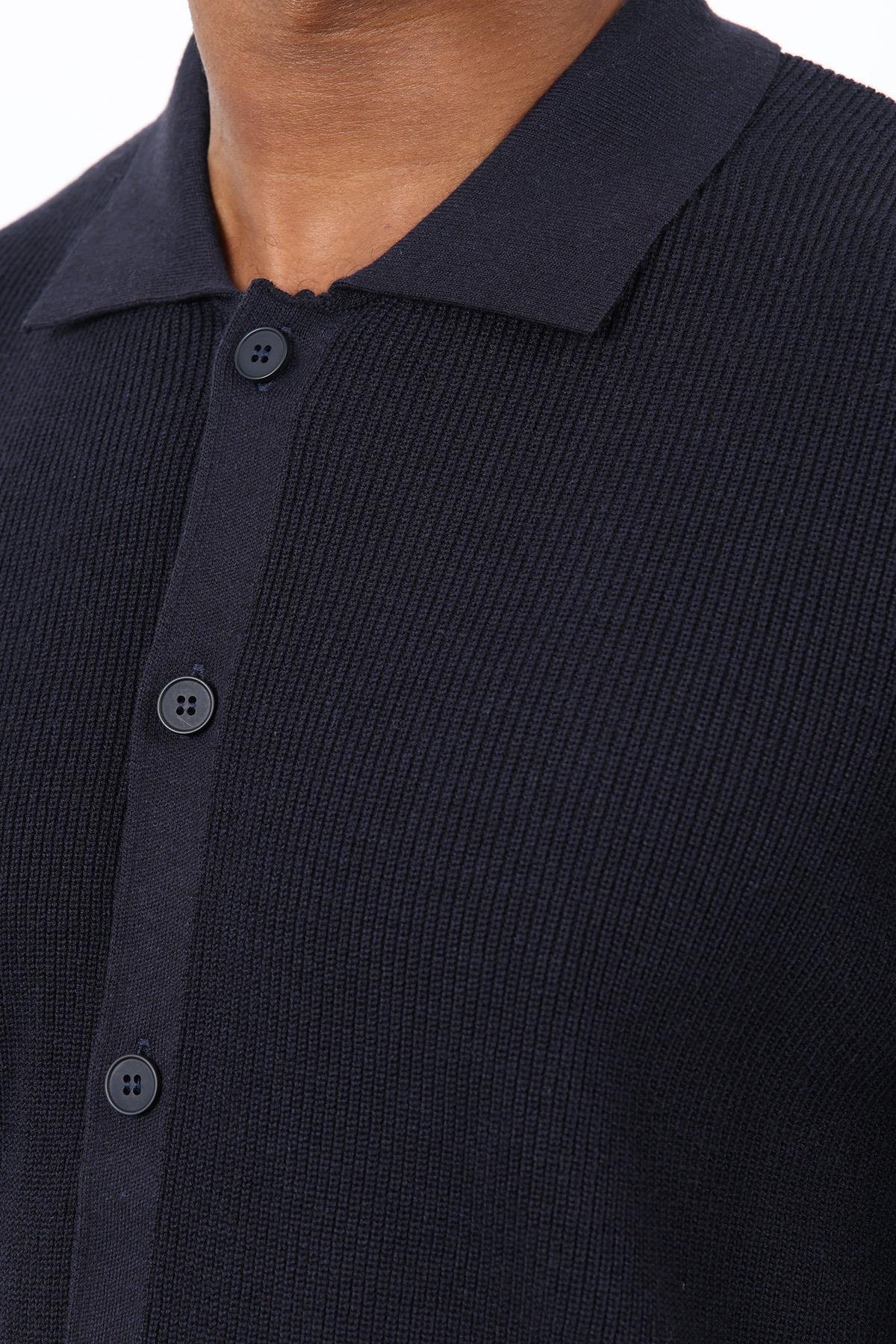 Antioch Lacivert İnce Örgü Triko Erkek Hırka