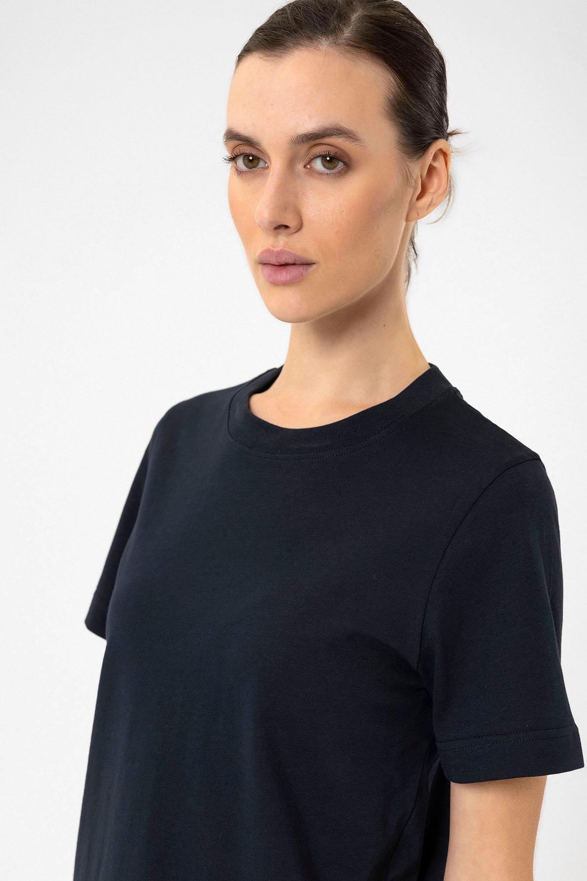 Antioch Lacivert Kadın Bisiklet Yaka Basic T-Shirt