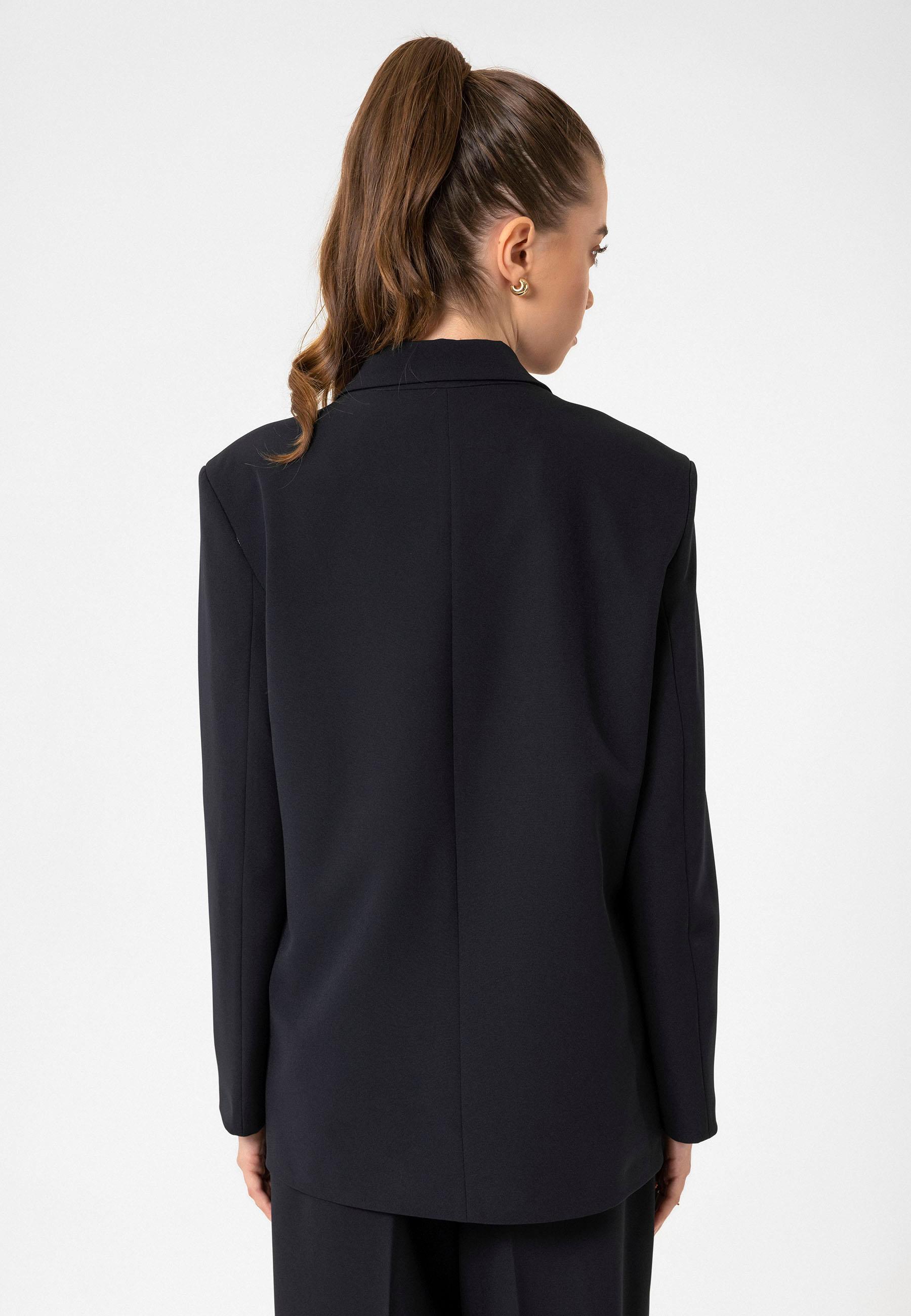 Antioch Lacivert Kadın Kruvaze Kapama Oversize Blazer Ceket