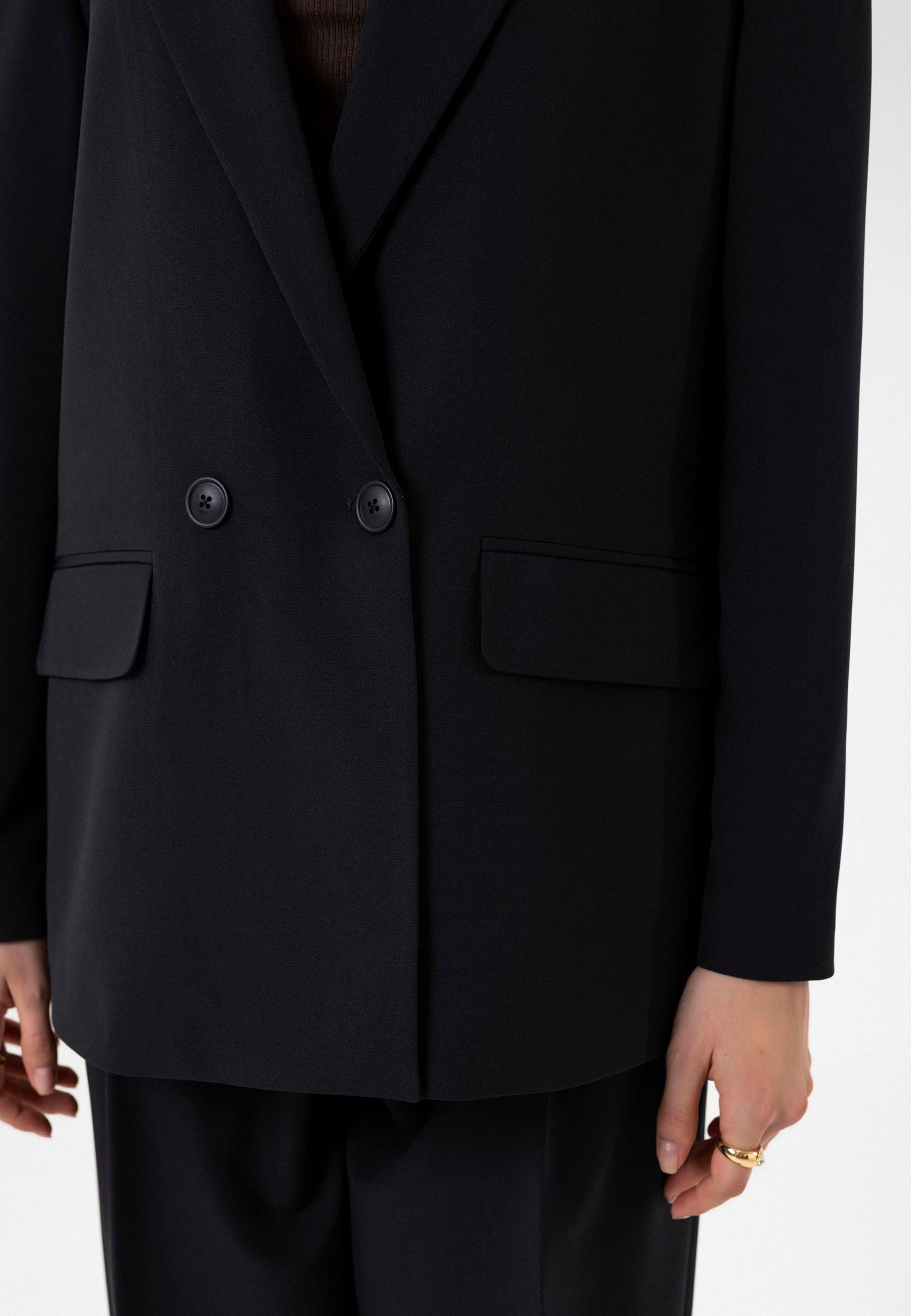 Antioch Lacivert Kadın Kruvaze Kapama Oversize Blazer Ceket