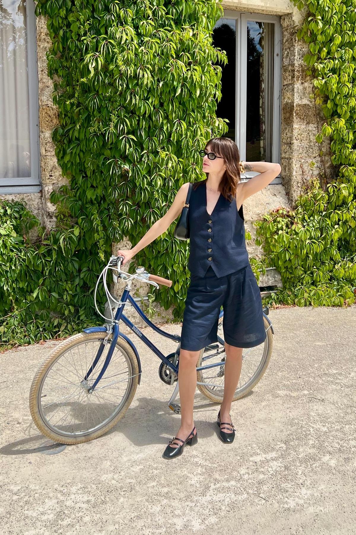 Antioch Lacivert Keten Karışımlı Kadın Terzi Yeleği