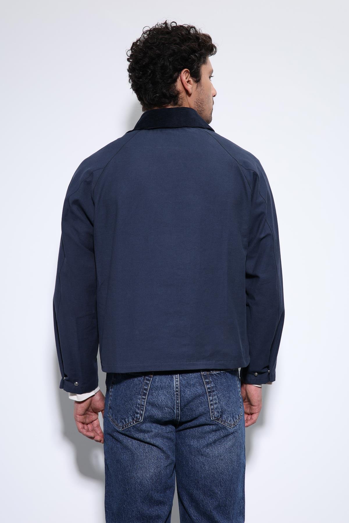 Antioch Lacivert Kontrast Yaka Erkek Ceket