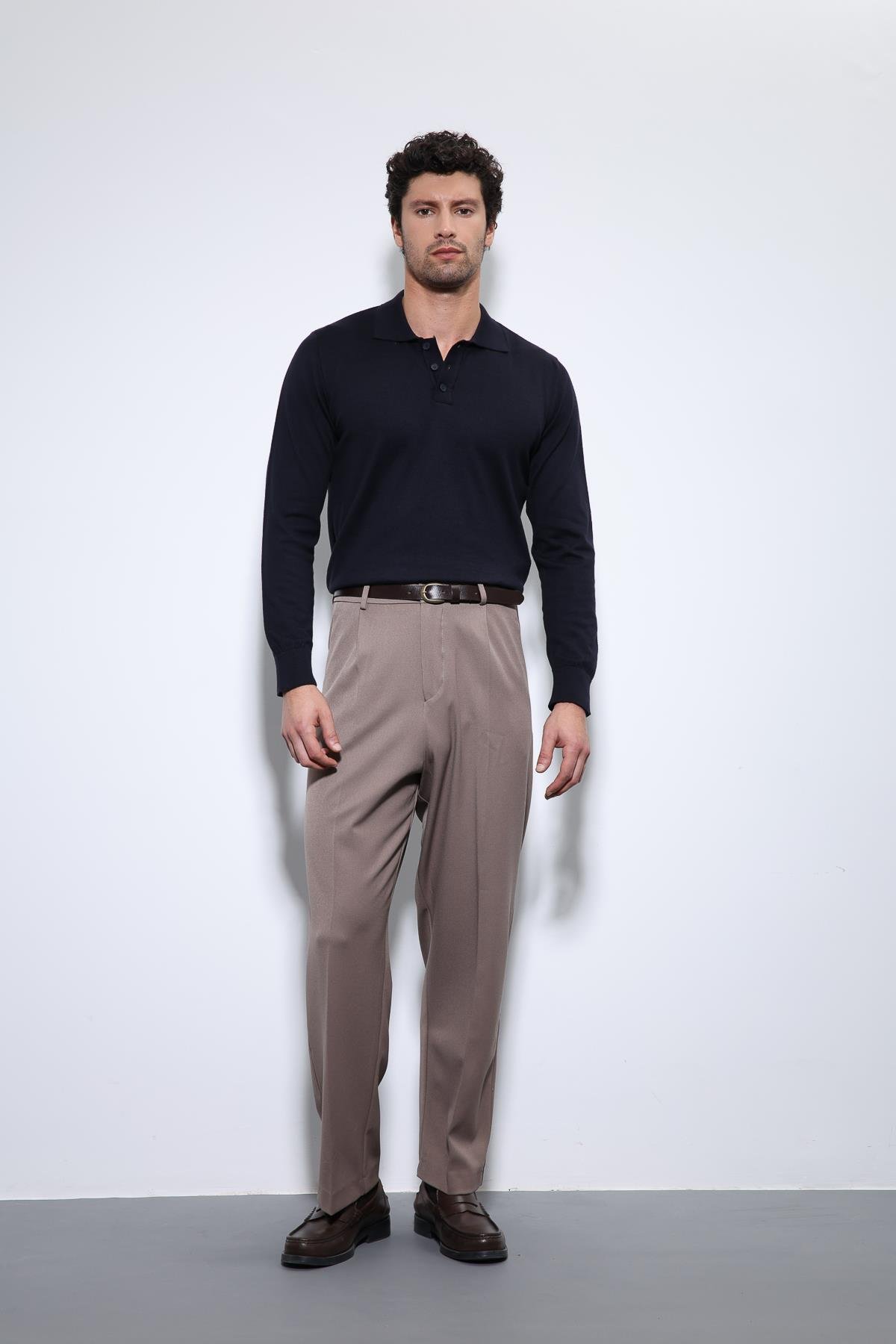 Antioch Lacivert Polo Yaka Erkek Kazak