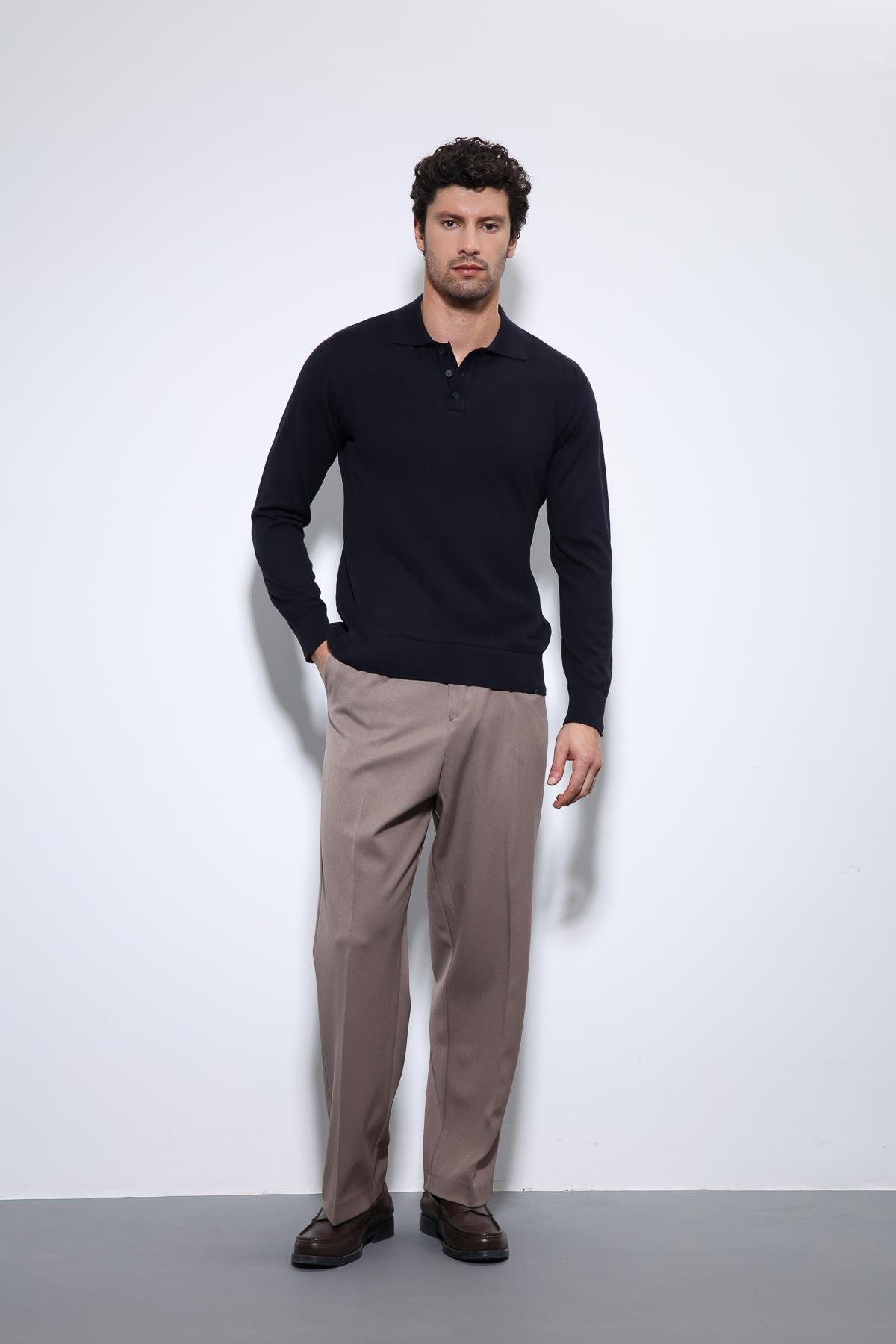 Antioch Lacivert Polo Yaka Erkek Kazak