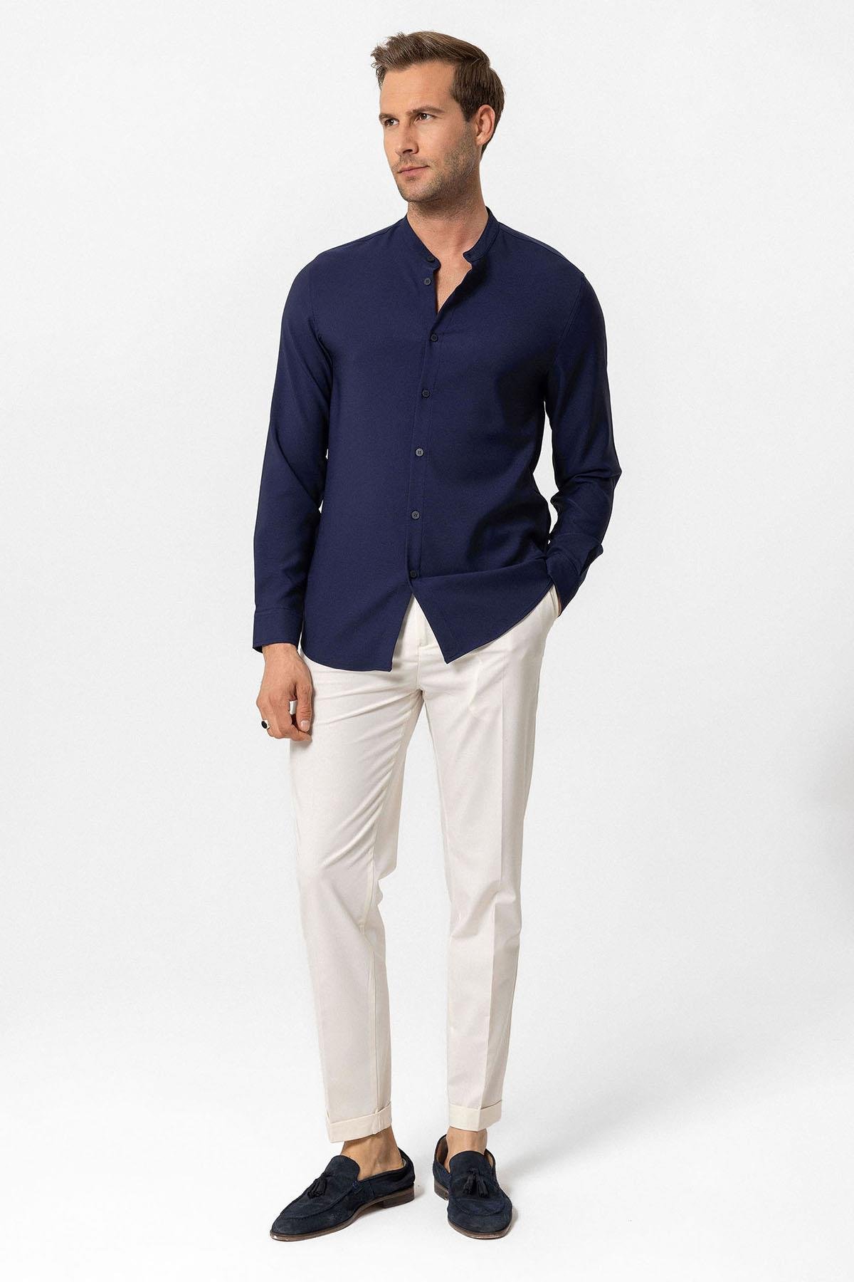 Antioch Lacivert Regular Fit Hakim Yaka Erkek Gömlek