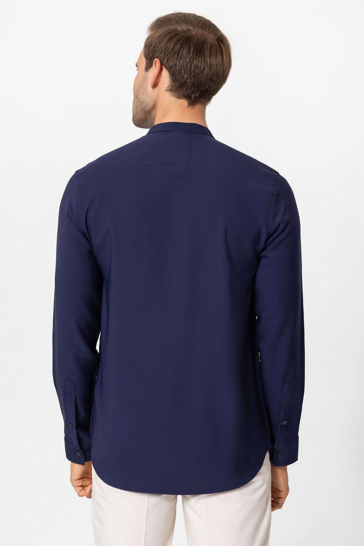 Antioch Lacivert Regular Fit Hakim Yaka Erkek Gömlek