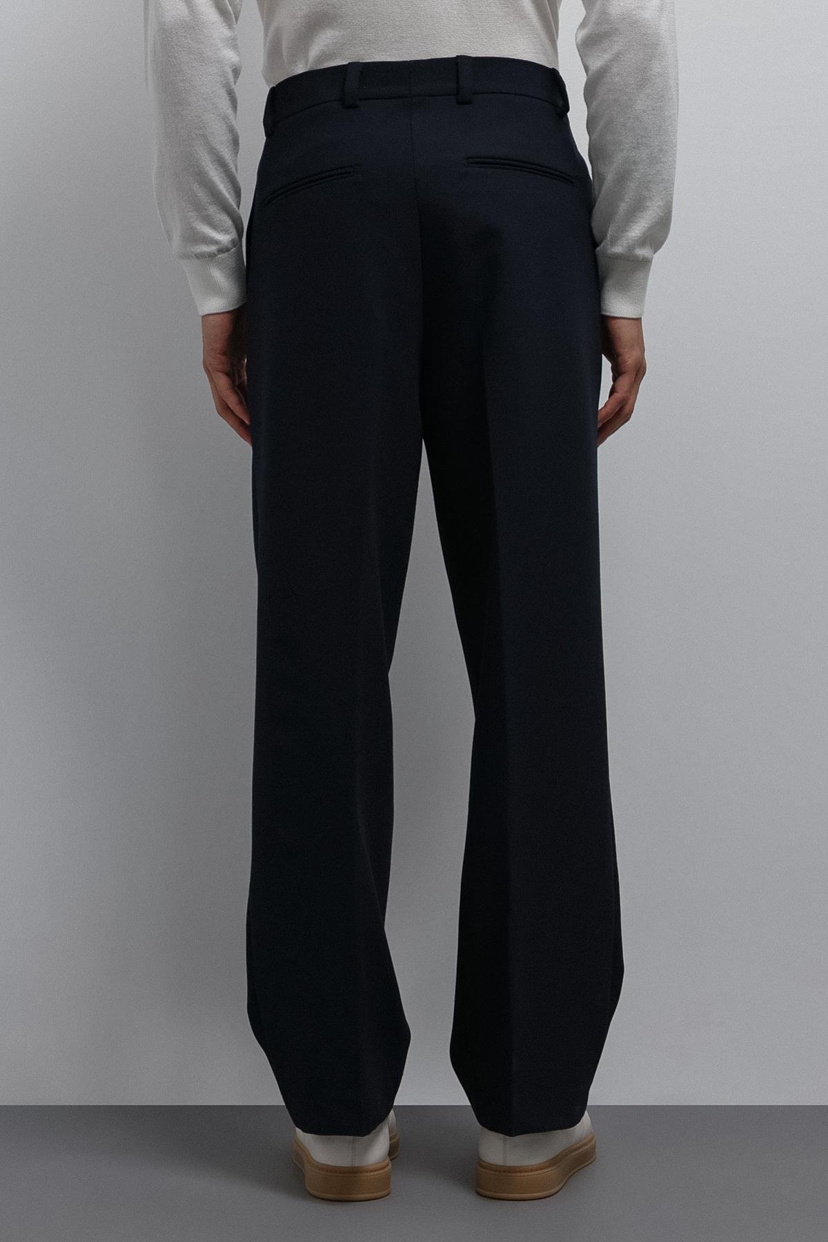 Antioch Lacivert Relax Fit Baggy Pilili Erkek Pantolon