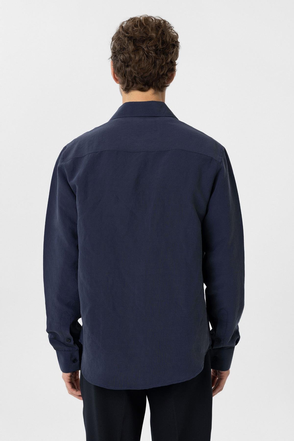 Antioch Lacivert Relax Fit Modal Kumaş Erkek Gömlek