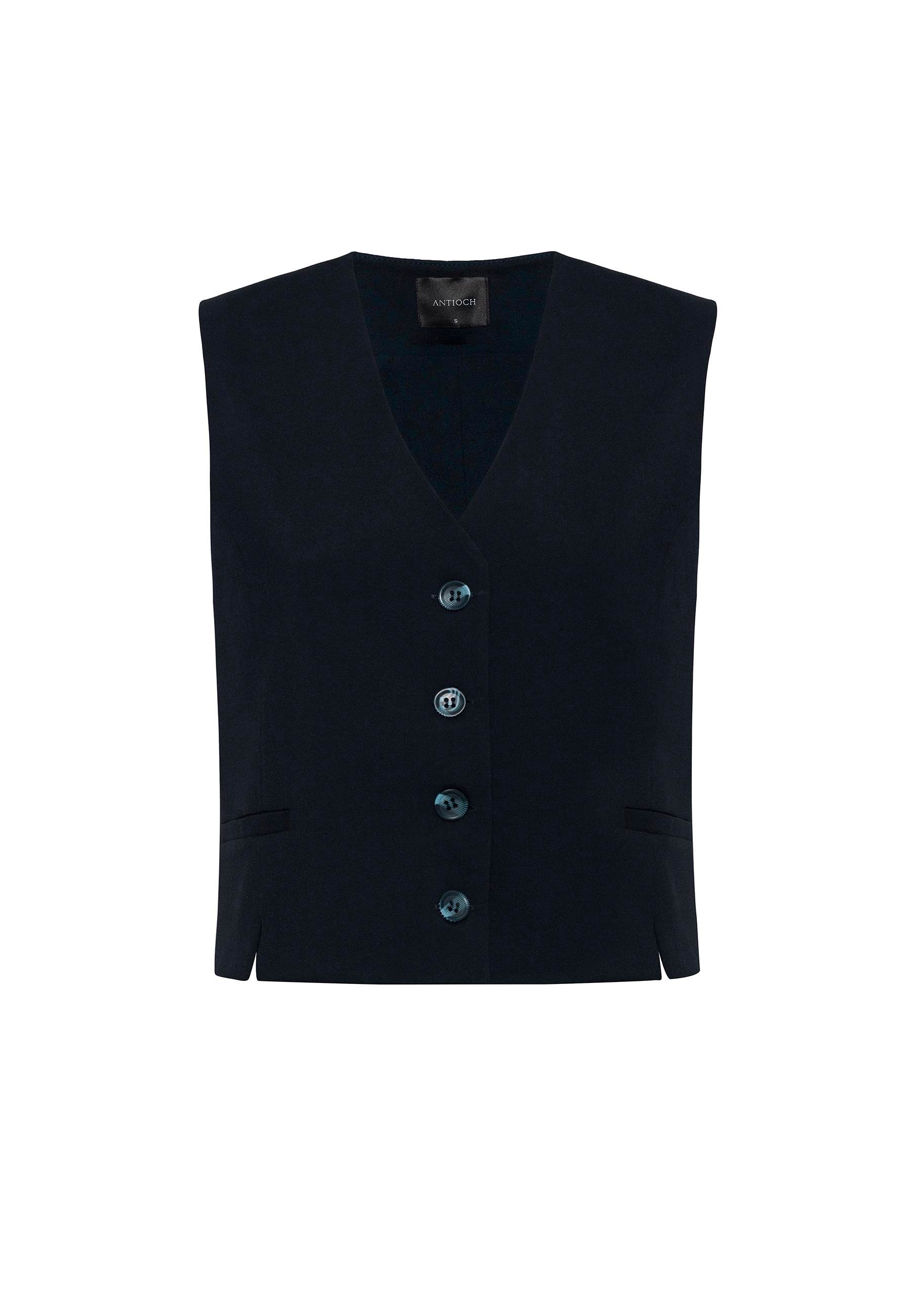 Antioch Lacivert Yırtmaçlı Kadın Yelek