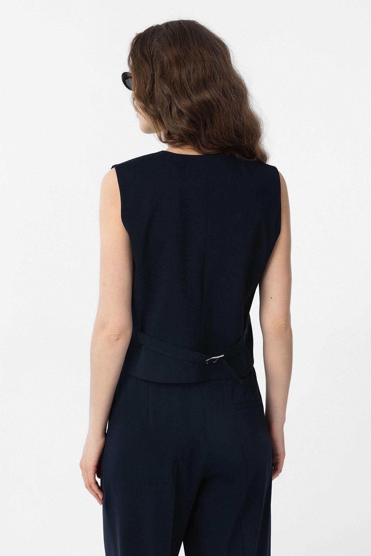 Antioch Lacivert Yırtmaçlı Kadın Yelek