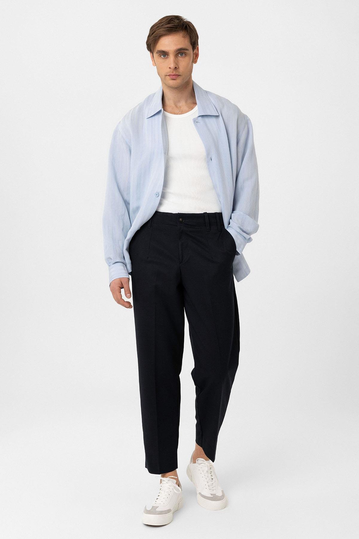 Antioch Lacivert Yüksek Bel Straight Fit Erkek Pantolon