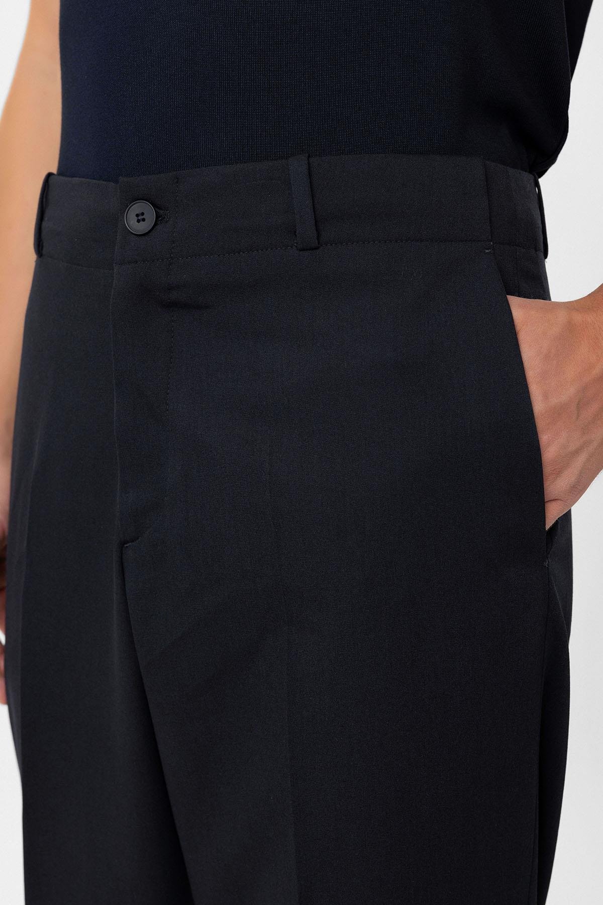 Antioch Lacivert Yüksek Bel Straight Fit Erkek Pantolon