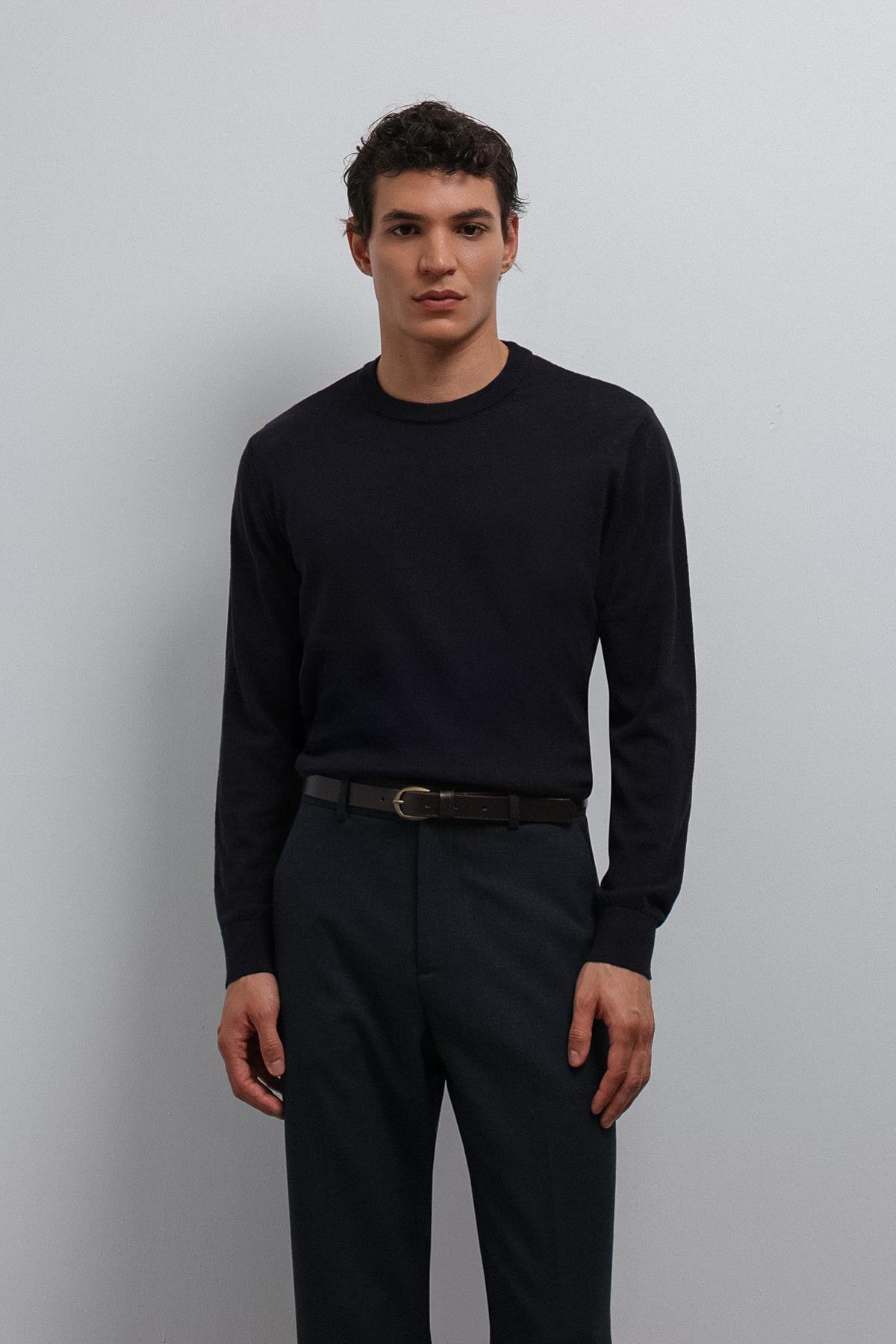 Antioch Lacivert Yumuşak Dokulu Basic Erkek Kazak