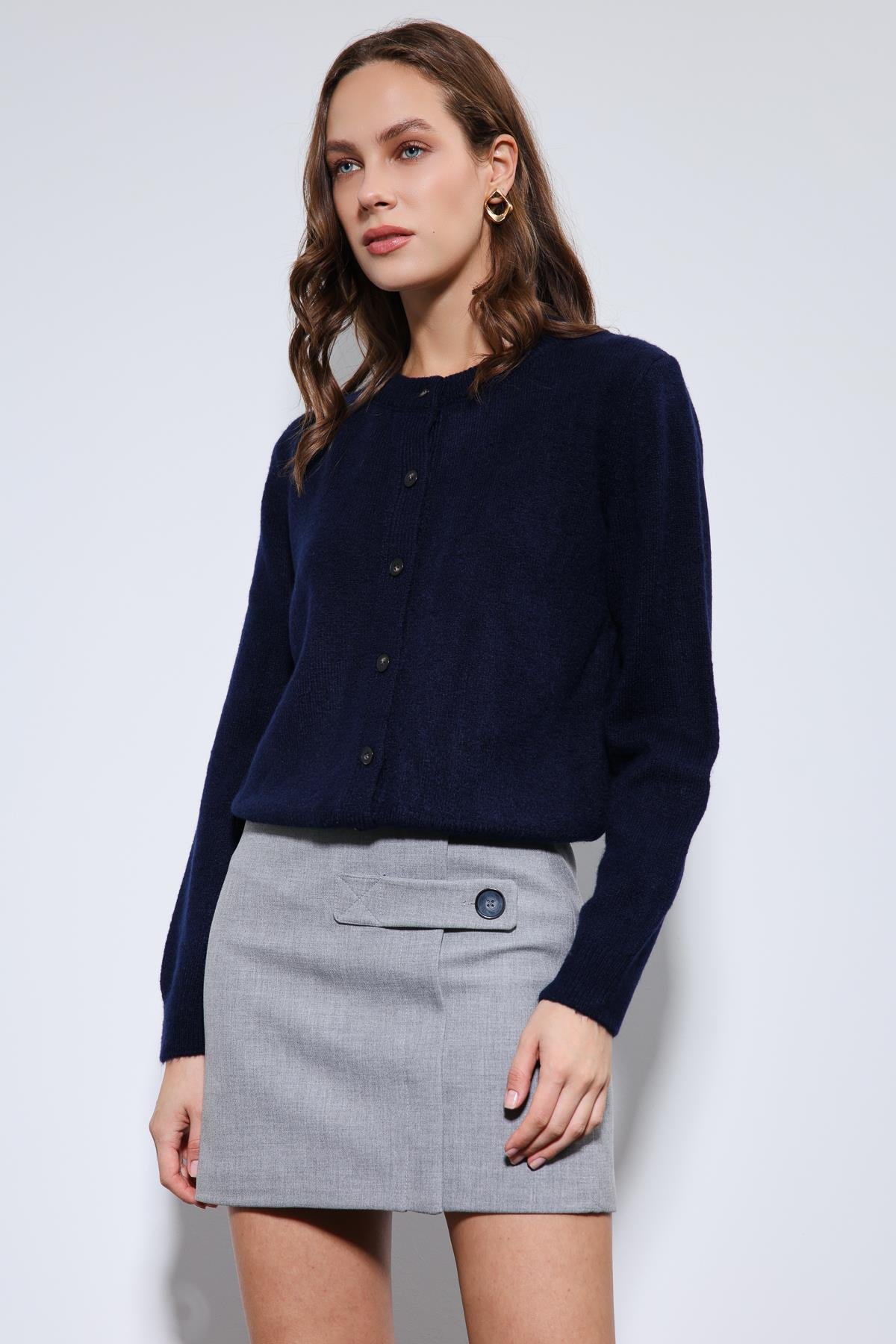 Antioch Lacivert Yumuşak Dokulu Hırka