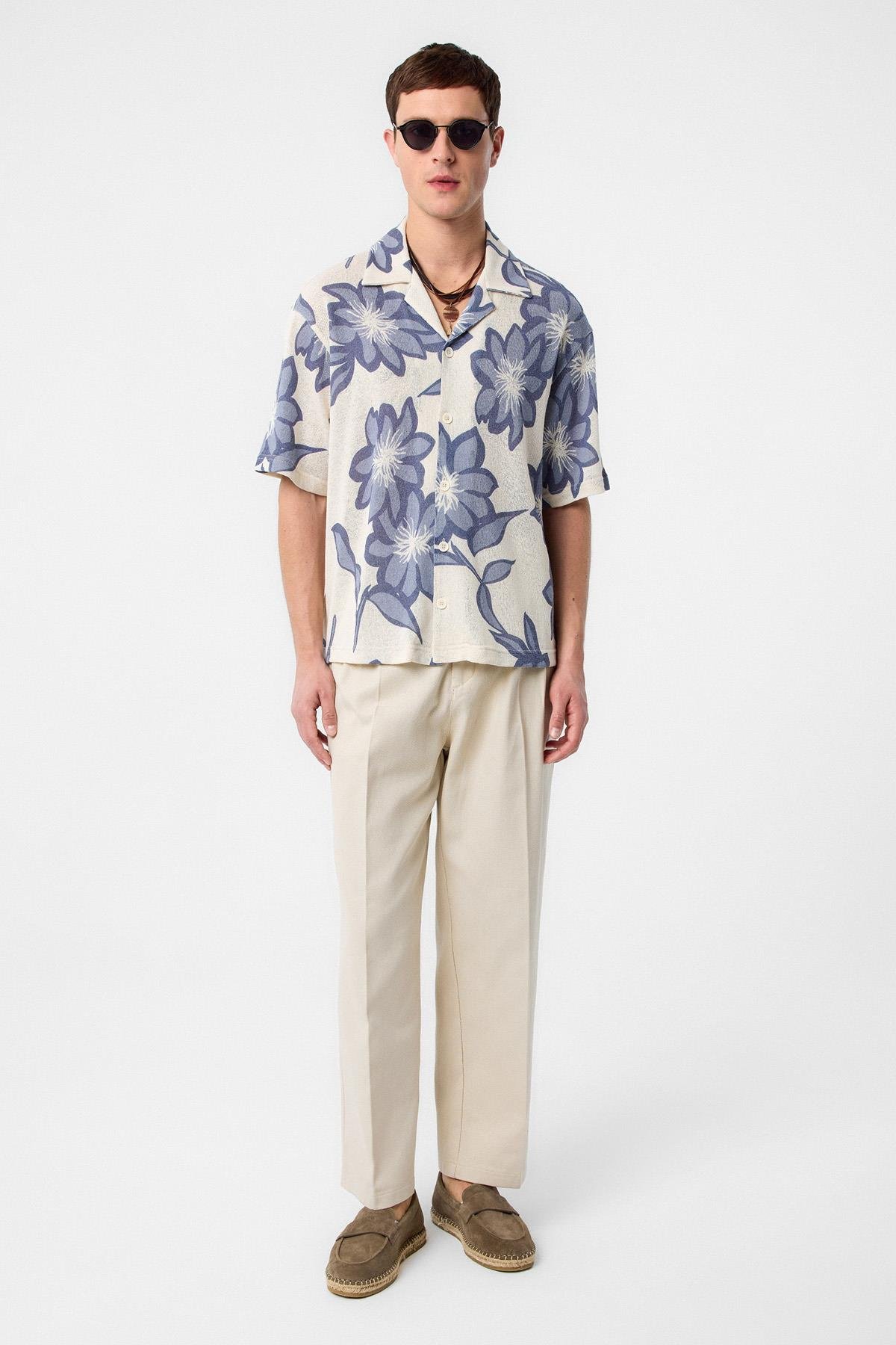 Antioch Mavi Desenli Erkek Gömlek