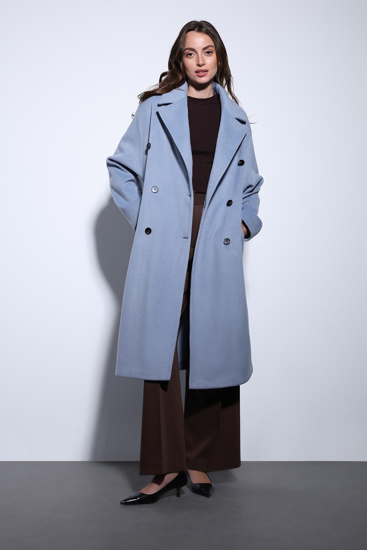 Antioch Mavi Kruvaze Kadın Kaban