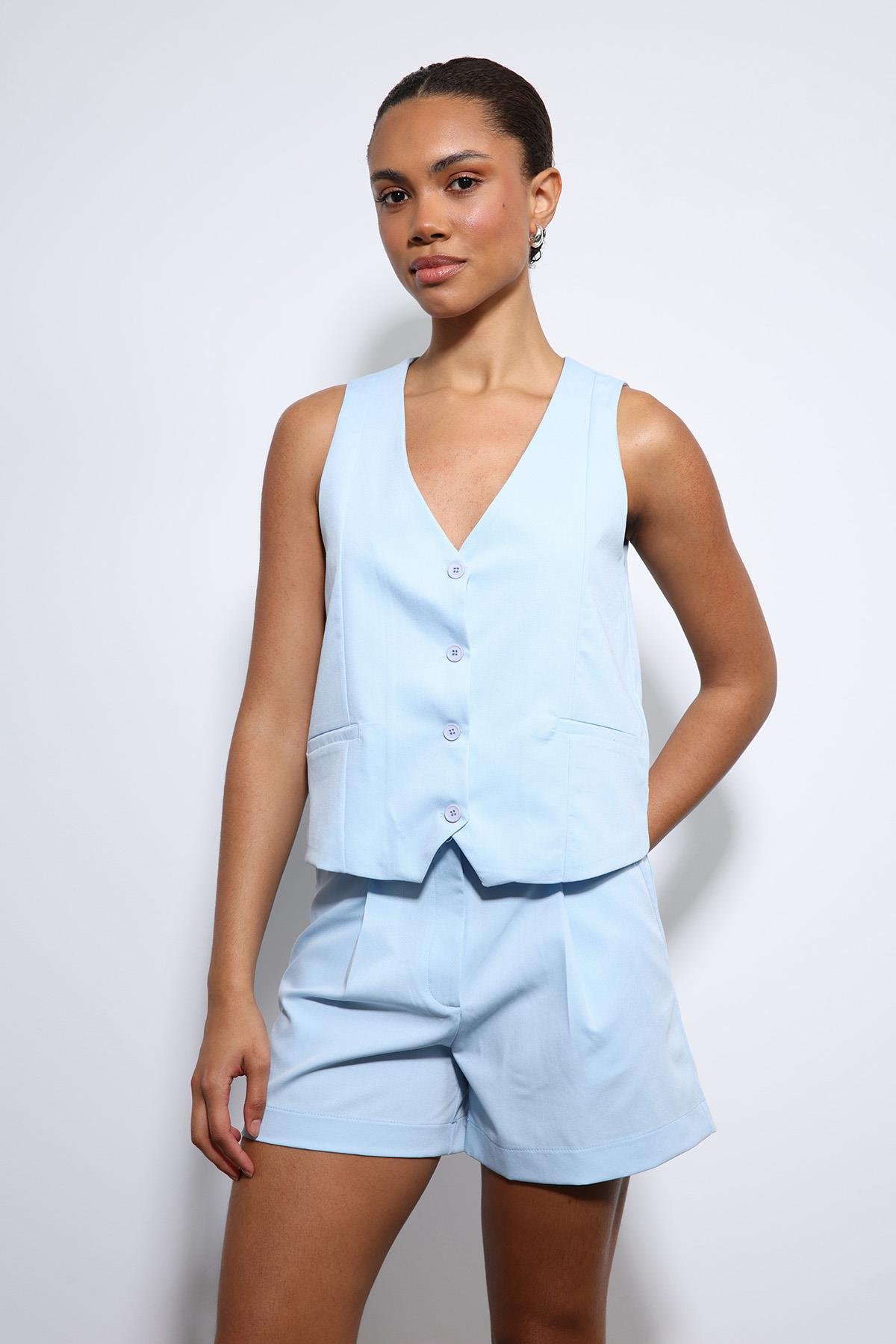 Antioch Mavi Yelek-Şort Kadın Takım