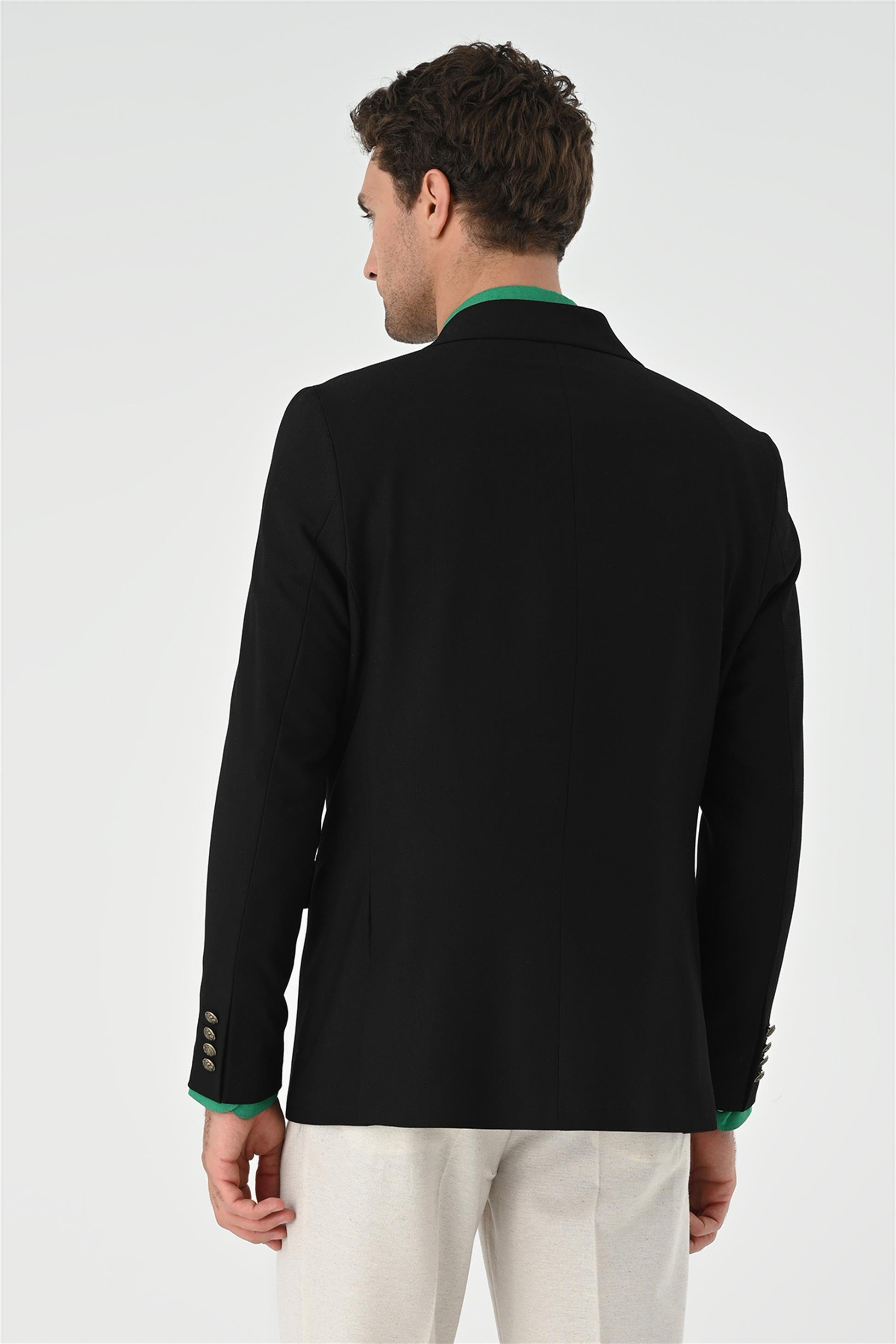 Antioch Men Siyah Metal Tek Düğme Erkek Blazer Ceket