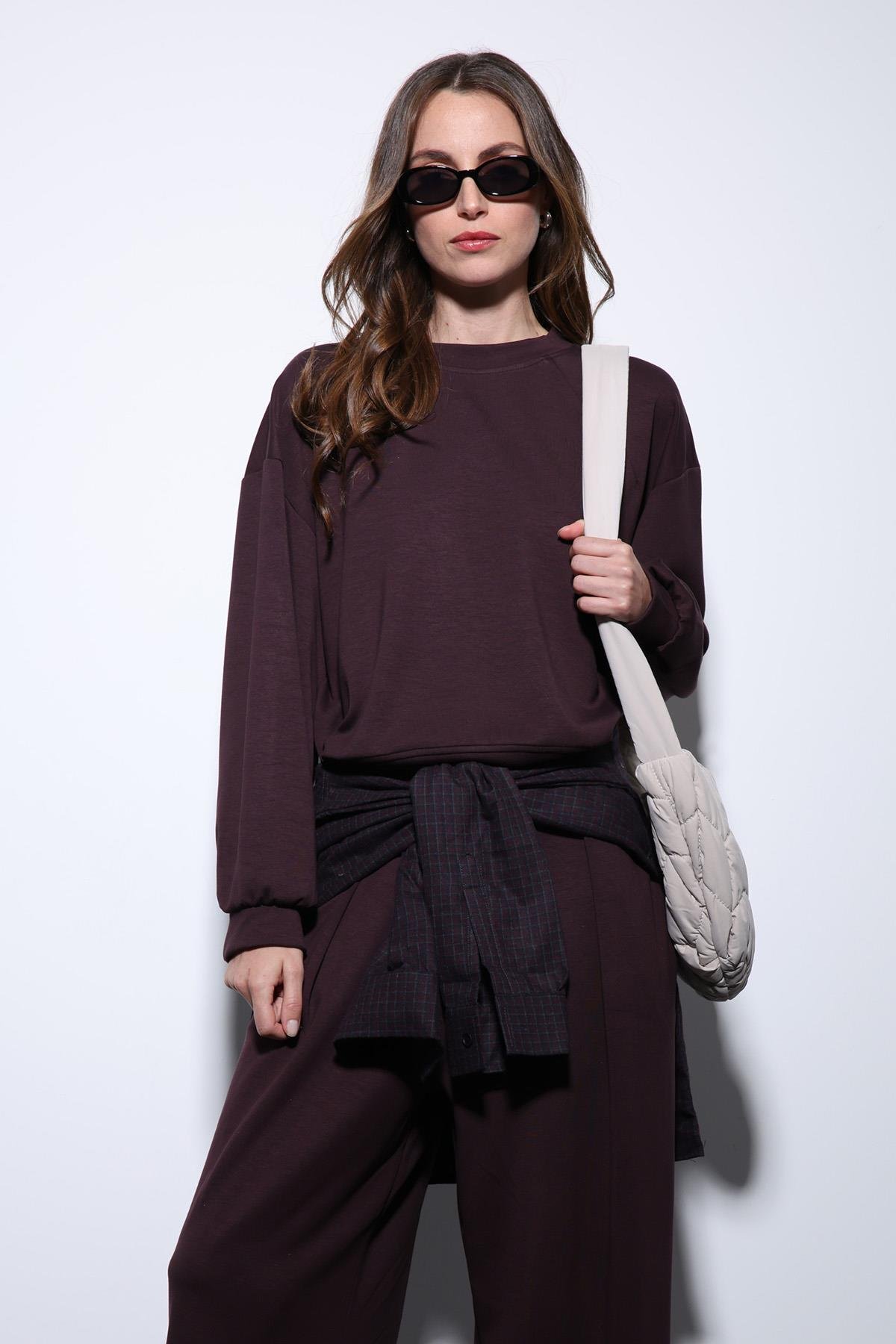 Antioch Mürdüm Geniş Paça Relaxed Kadın Takım